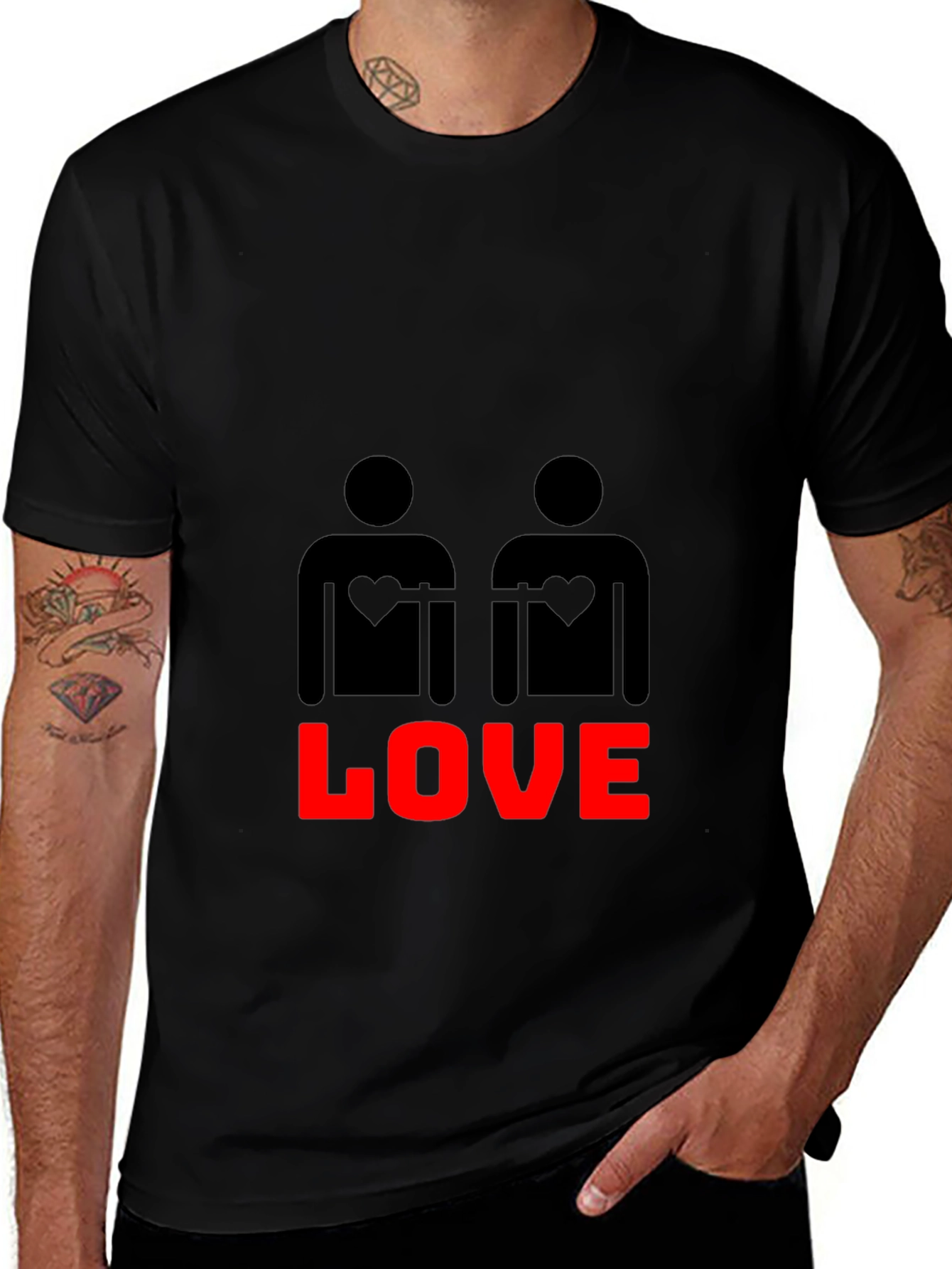 Variant 21 of Love Wins Graphic Tee - Black Cotton Blend