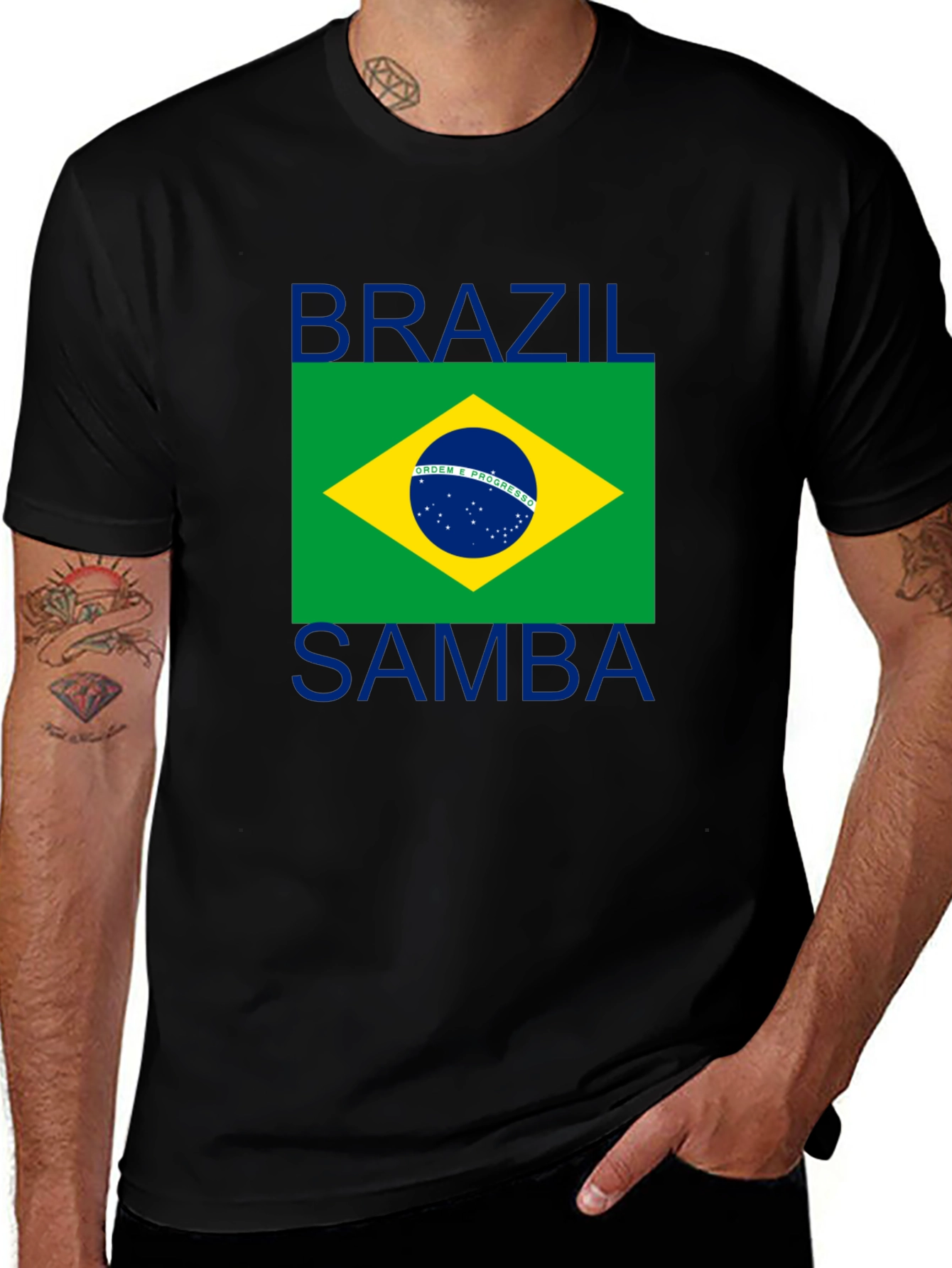 Brazil Samba T-Shirt - Black Crew Neck