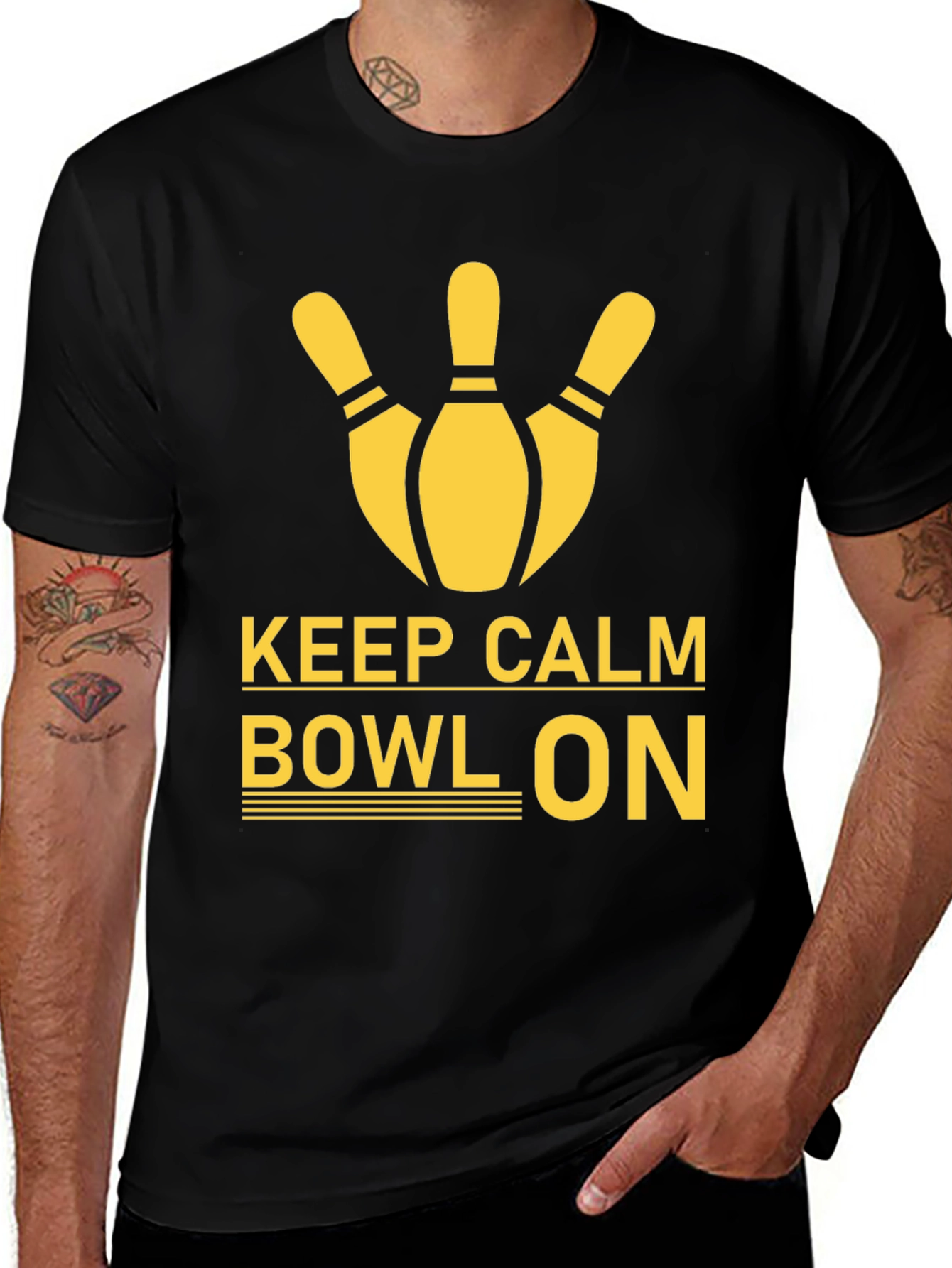 Variant 6 of Keep Calm Bowl On Black T-Shirt - Bowling Lover