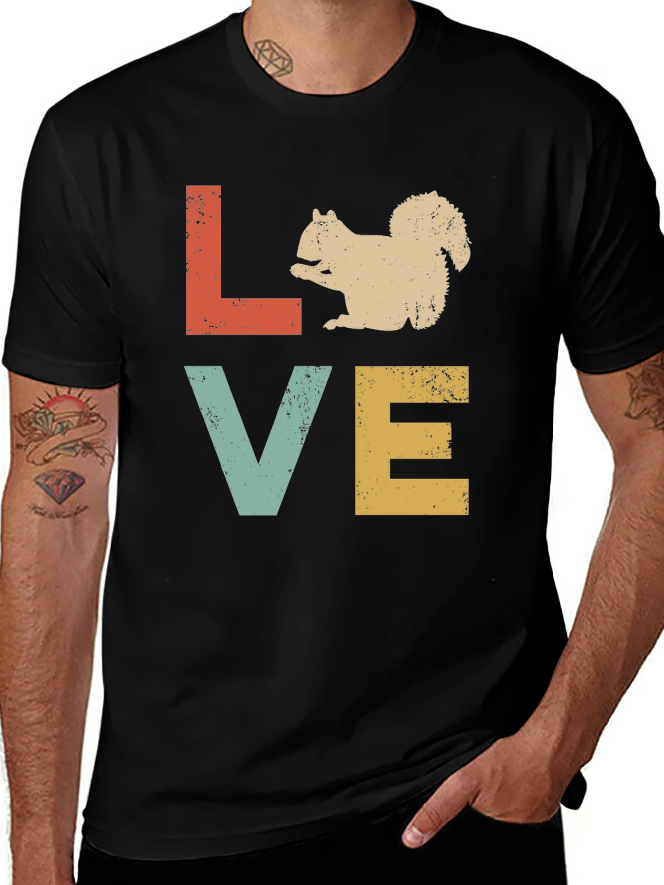 Variant 27 of Squirrel Love Graphic Tee - Vintage Style
