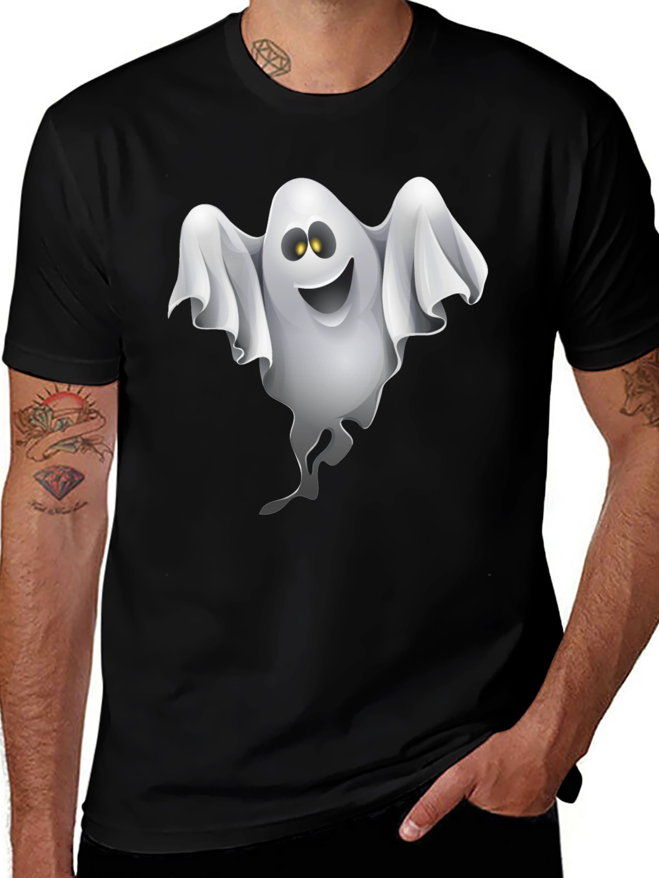 Variant 18 of Ghost Graphic Black T-Shirt - Halloween Fun!
