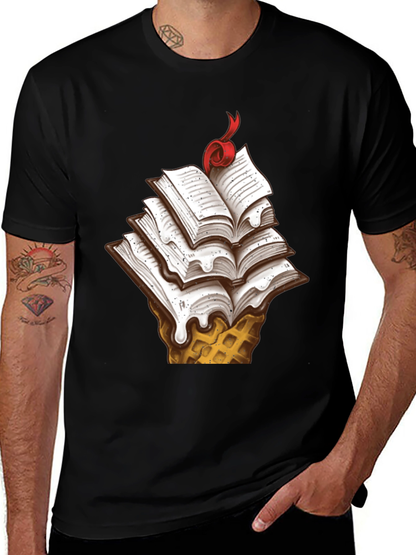 Variant 25 of Book Ice Cream Cone Graphic Tee