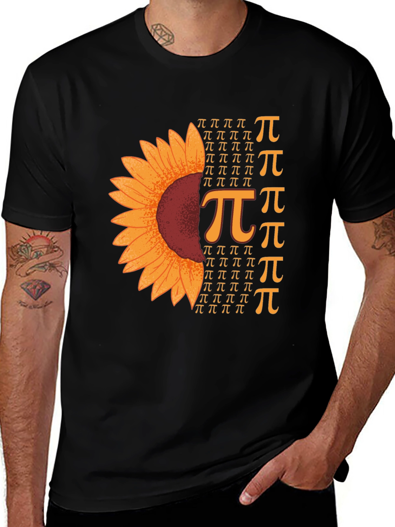 Variant 14 of Sunflower Pi Symbol T-Shirt, Math Lover Tee