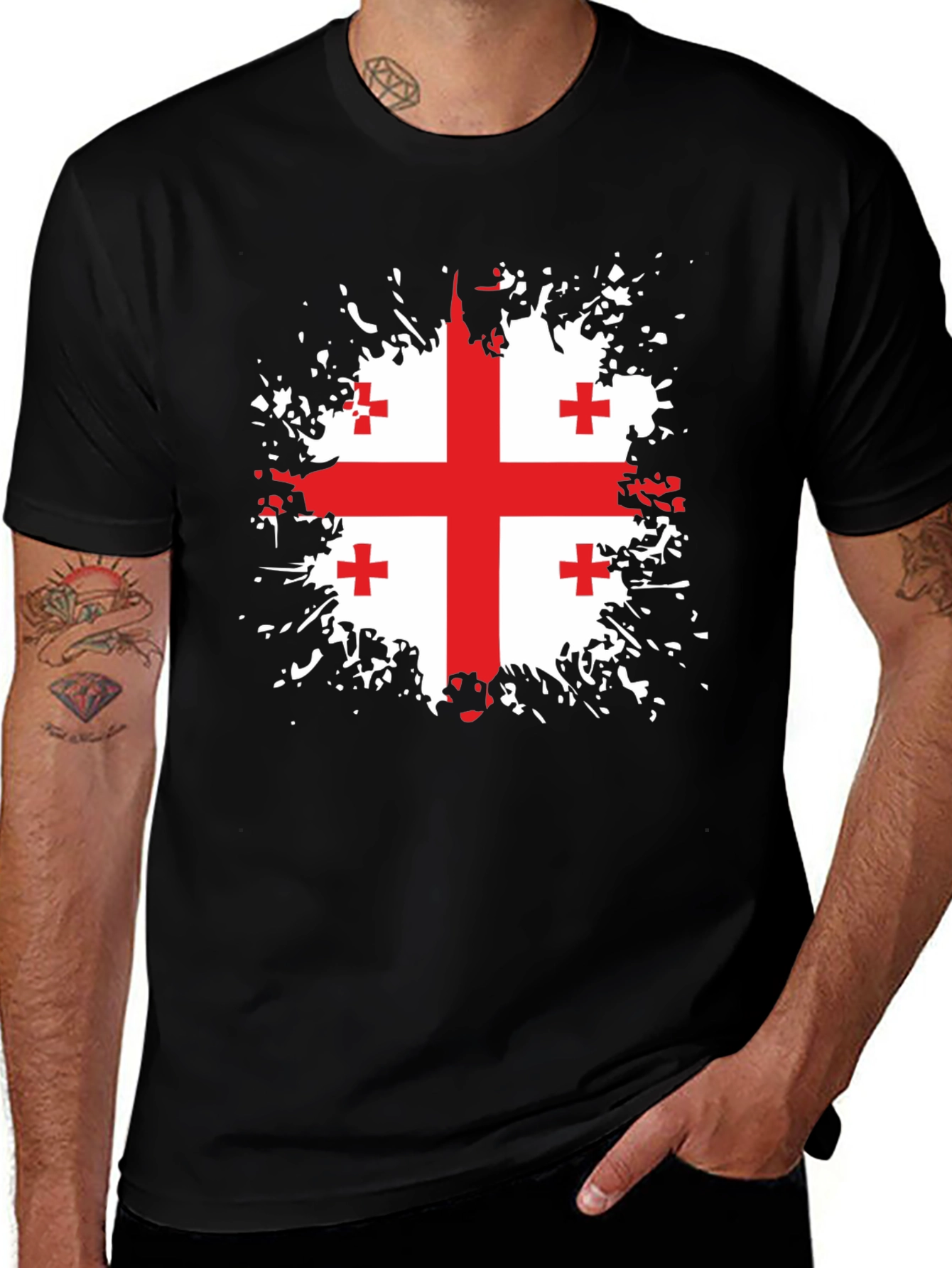 Georgia Flag Splatter Graphic T-Shirt