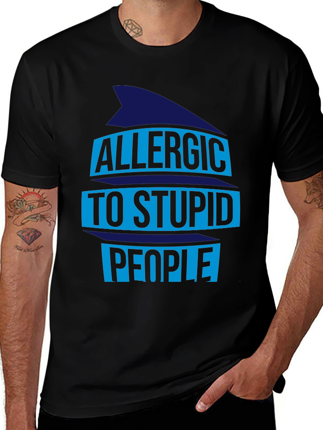 Variant 6 of Allergic to Stupid People Graphic Tee - Black