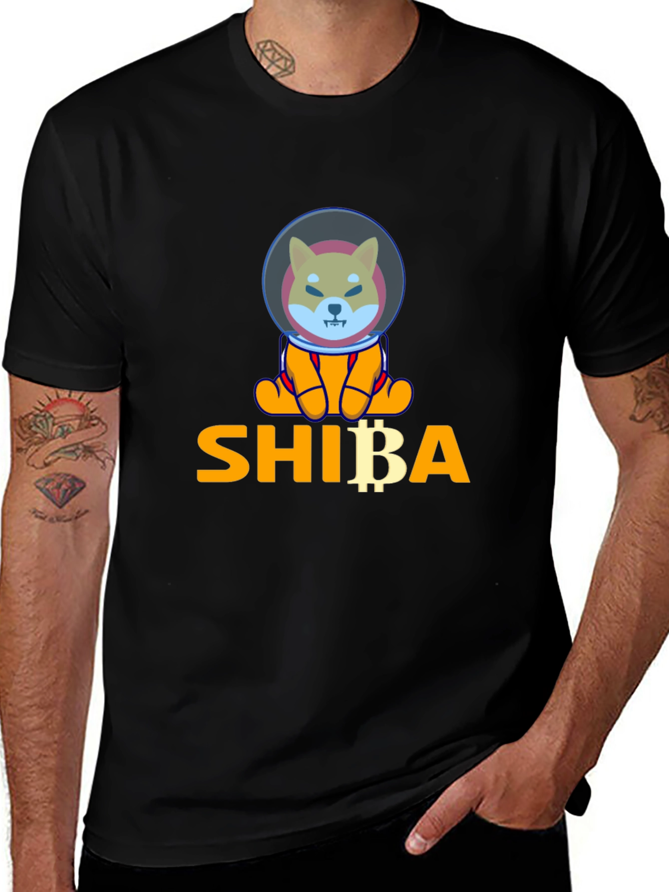 Variant 19 of Shiba Inu Crypto Astronaut T-Shirt - Black Cotton
