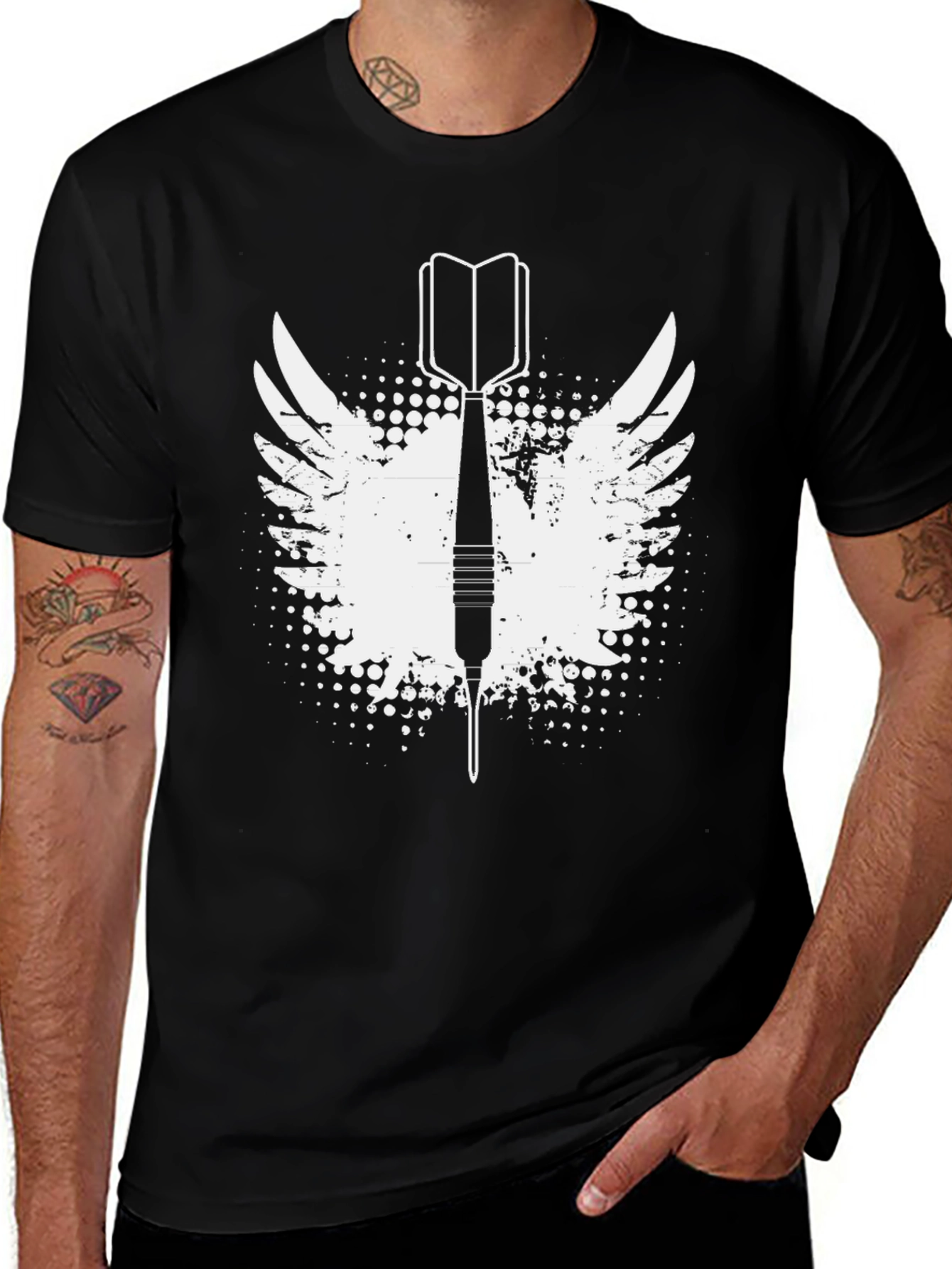 Variant 9 of Dart Winged Graphic Tee - Black Cotton T-Shirt