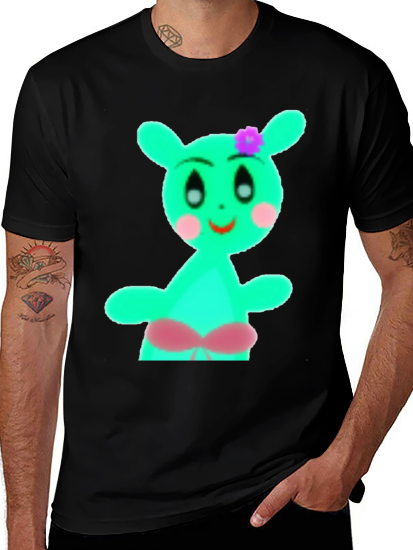 Black Funky Cartoon T-Shirt - Unique Design main image