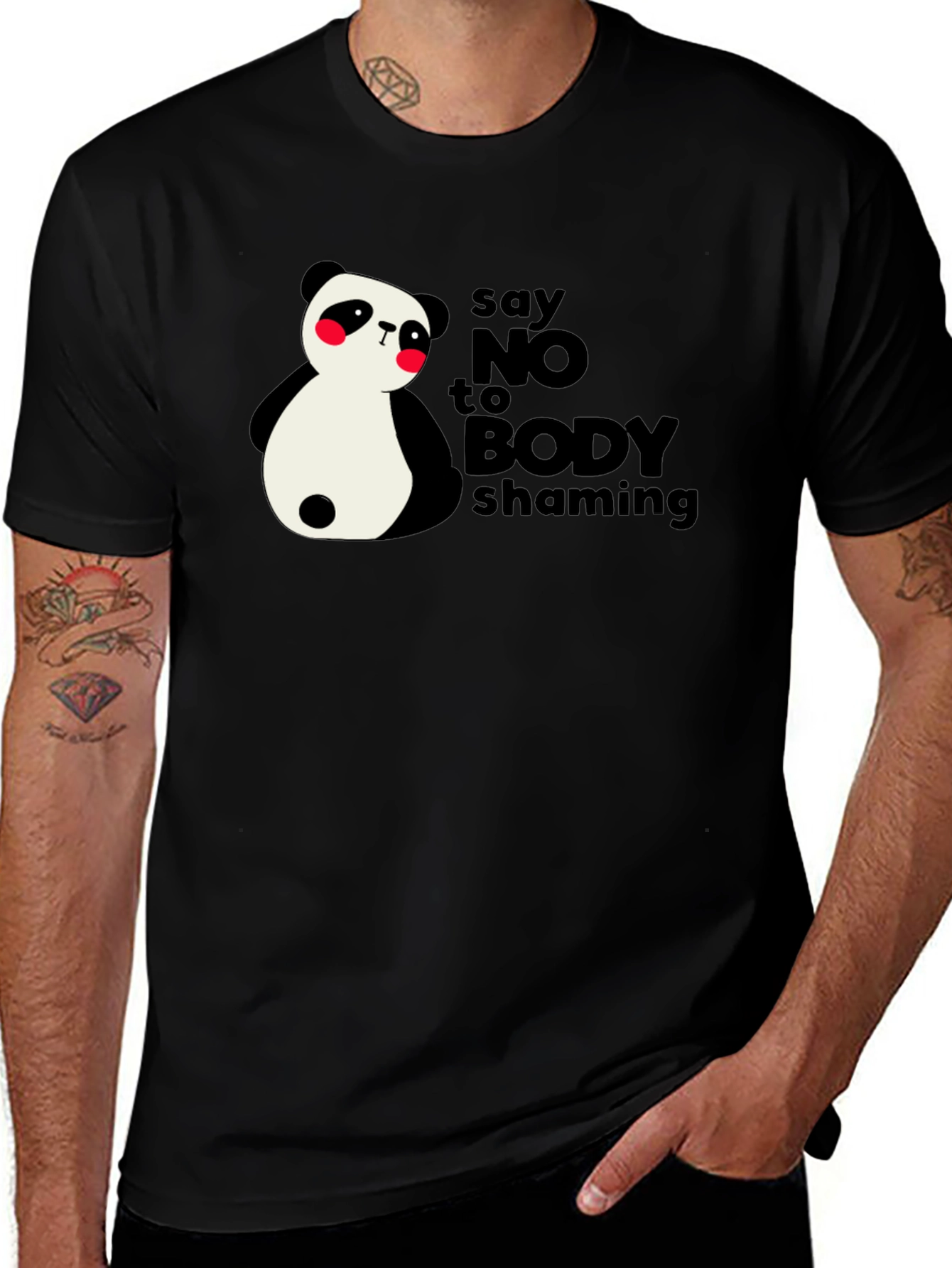 Variant 12 of Say No To Body Shaming Panda T-Shirt