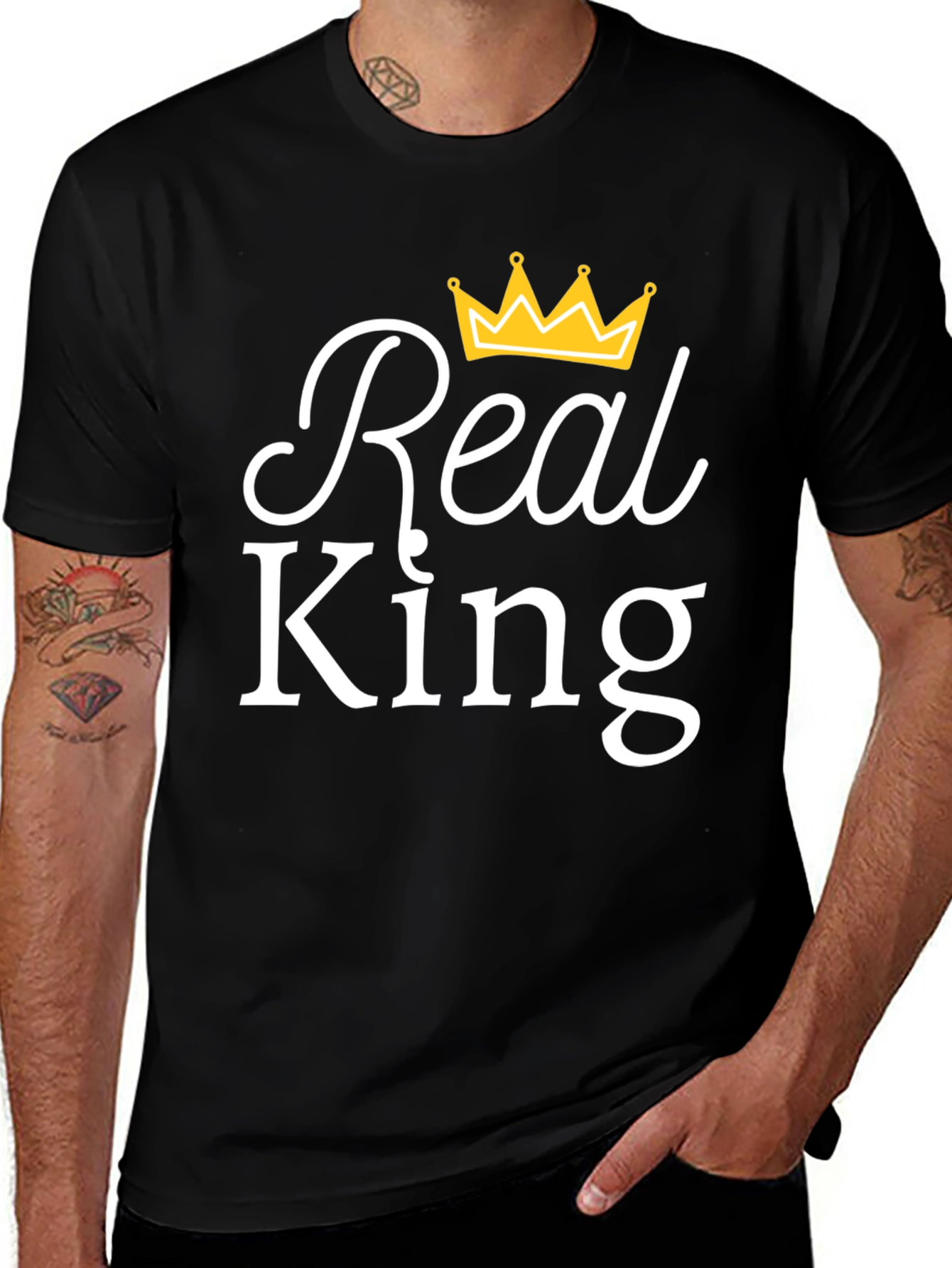 Variant 20 of Real King Black T-Shirt with Crown Graphic