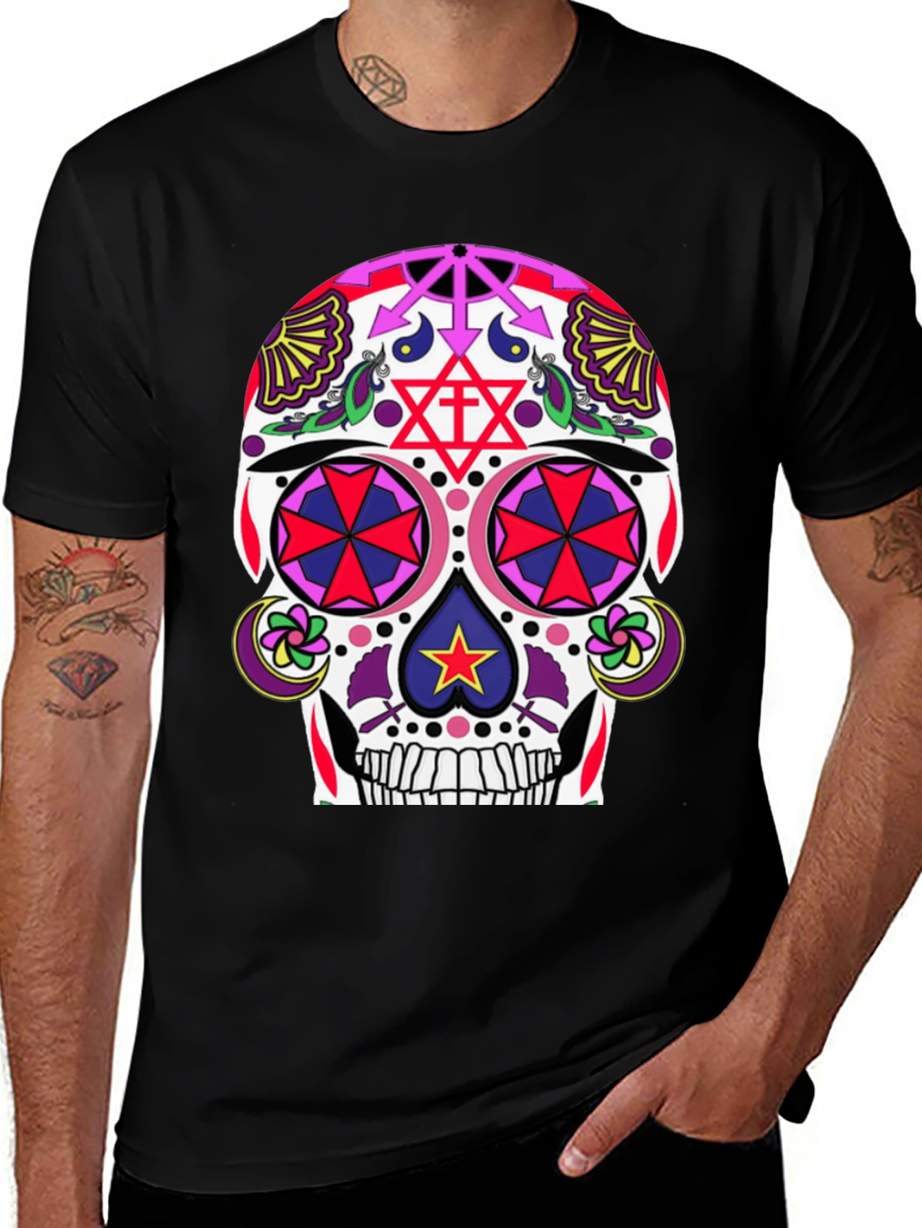 Black Sugar Skull T-Shirt - Day of the Dead main image