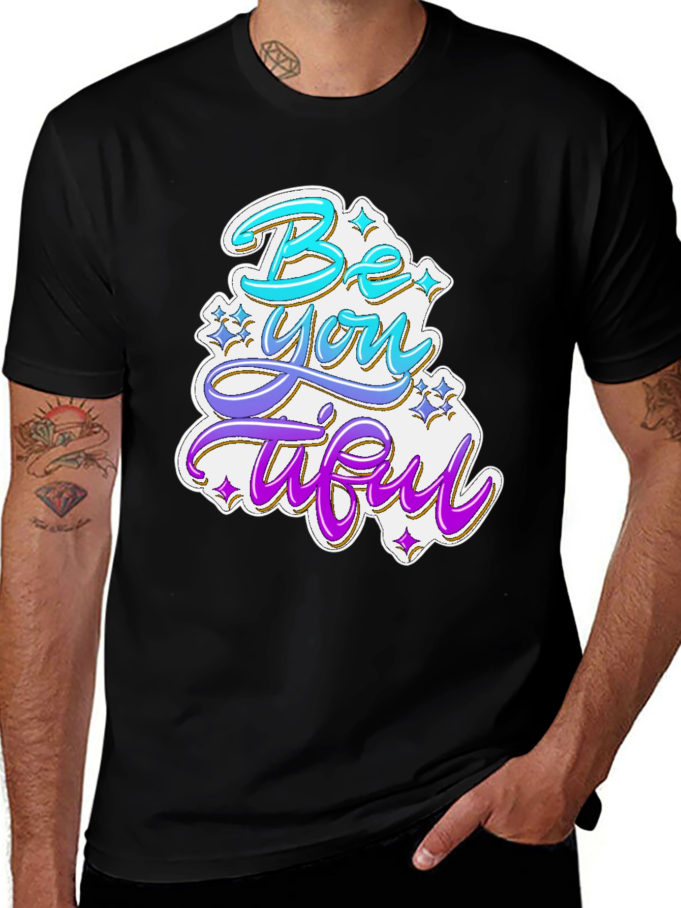 Be You Tiful Graphic Tee - Stylish Black T-Shirt