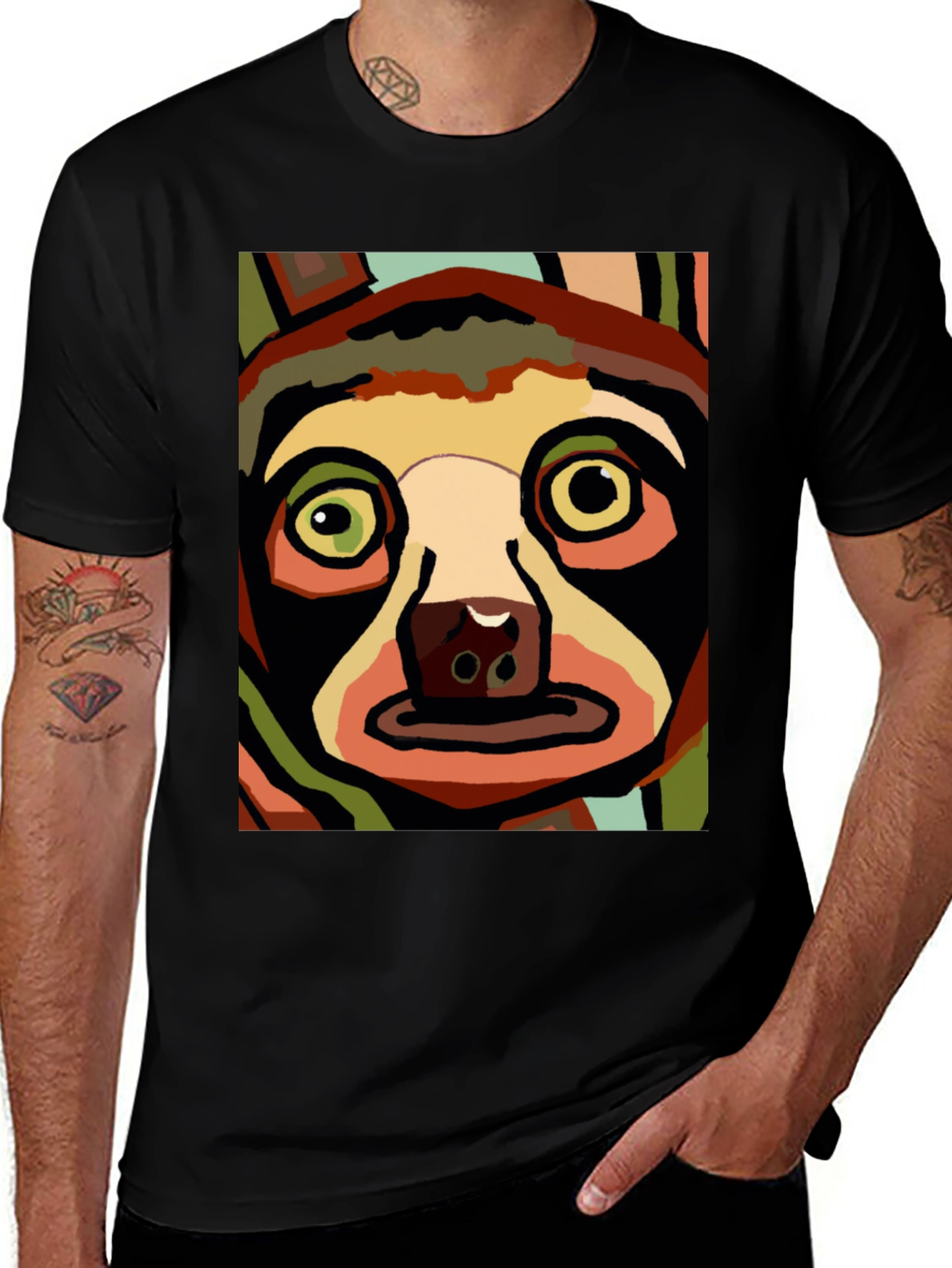 Variant 22 of Abstract Sloth Graphic Tee - Black