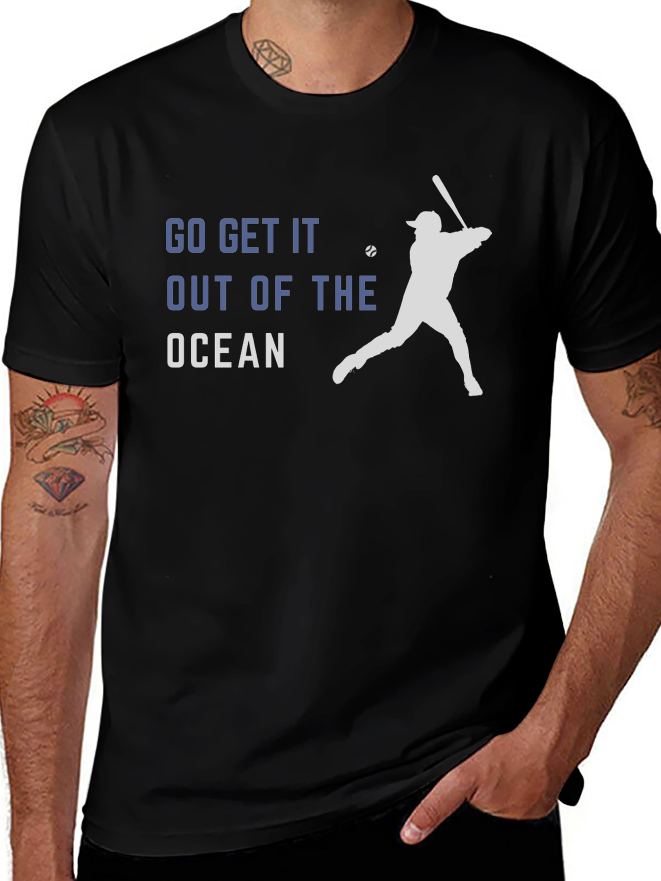 Variant 4 of Go Get It T-Shirt - Baseball Player Silhouette Design