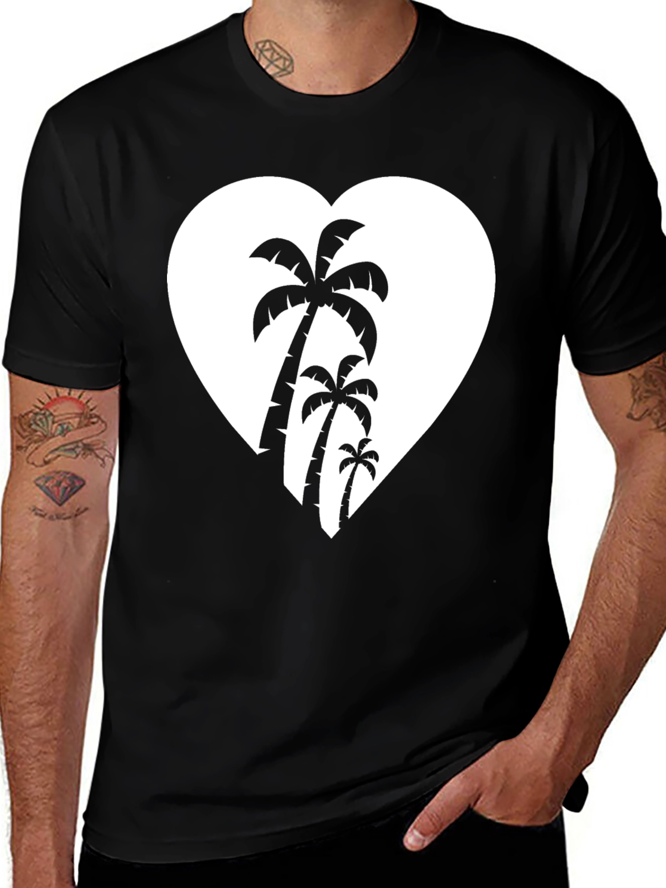 Variant 13 of Tropical Heart Palm Tree Graphic Tee