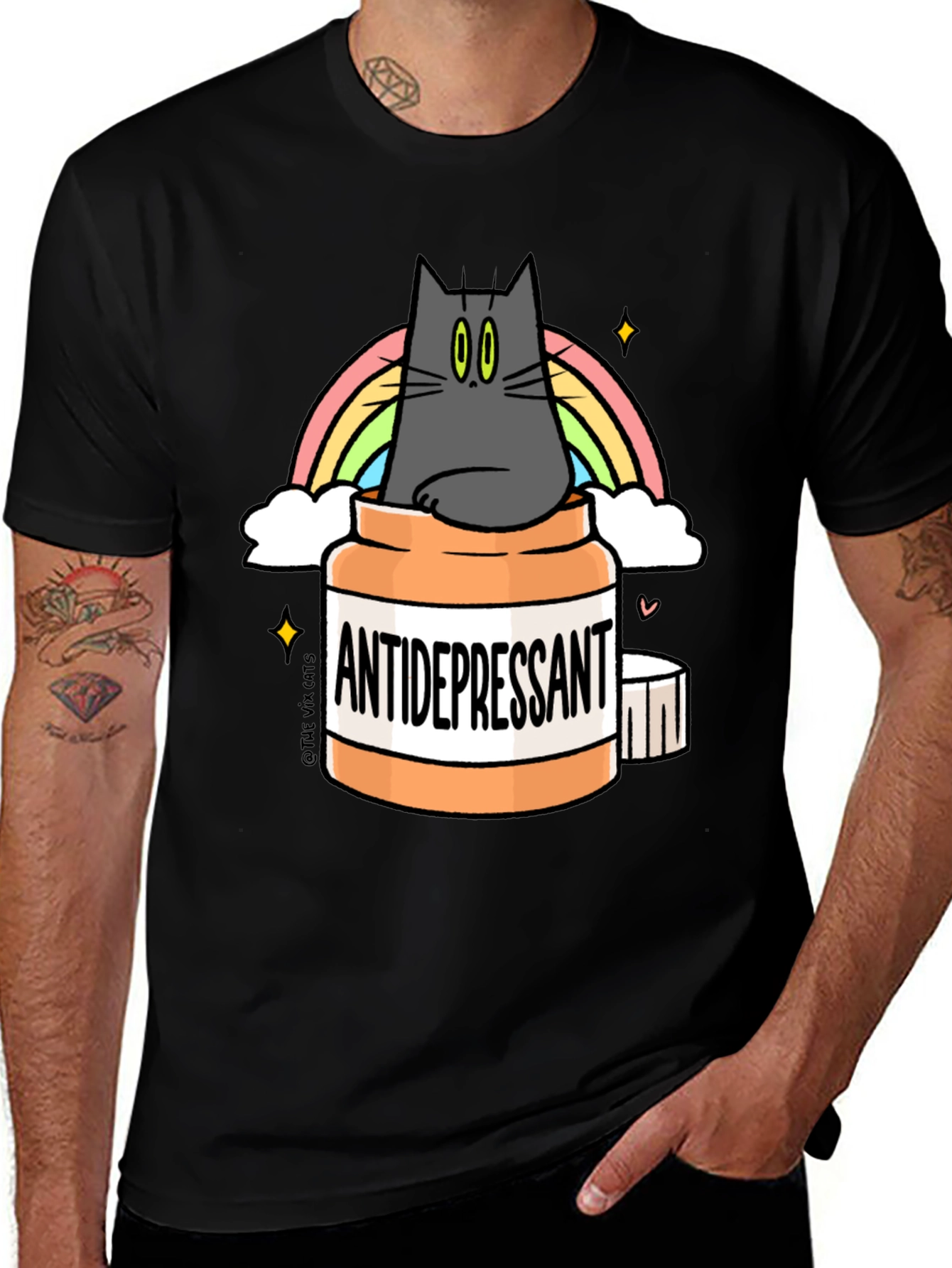 Variant 15 of Antidepressant Cat T-Shirt - Rainbow Kitten Comfort