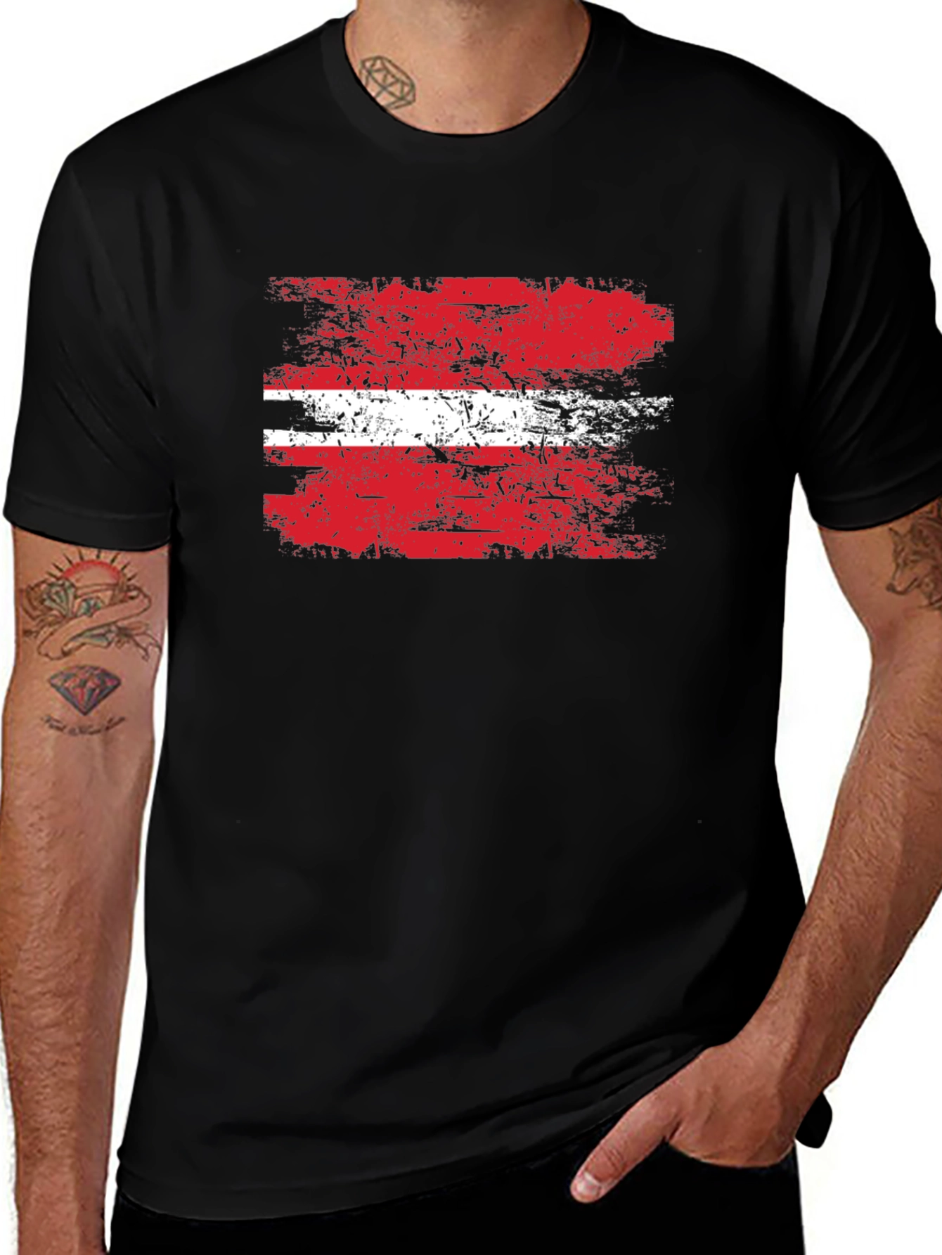 Austria Flag Distressed Graphic T-Shirt
