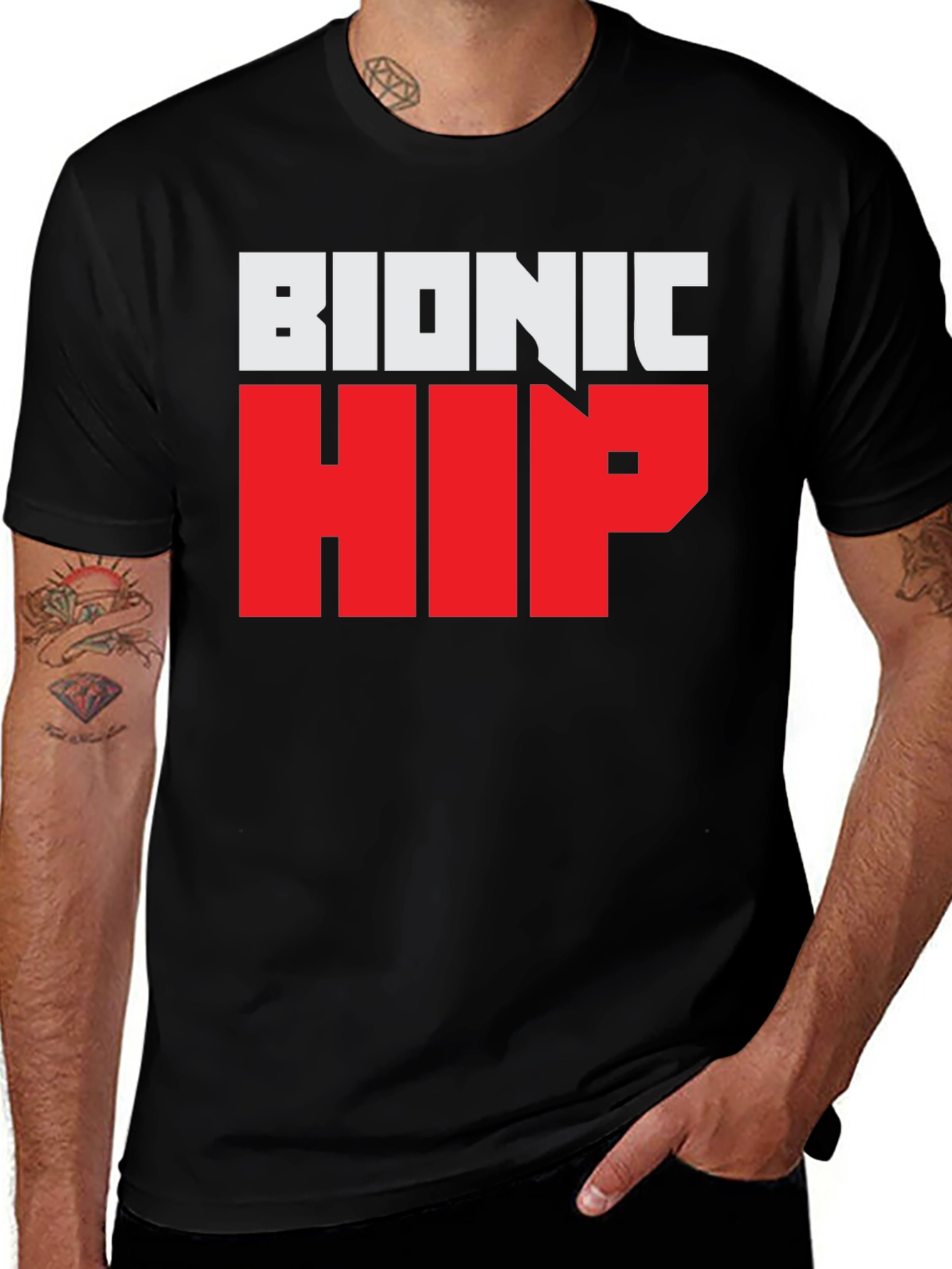 Variant 4 of Bionic Hip Graphic Tee - Funny Novelty T-Shirt