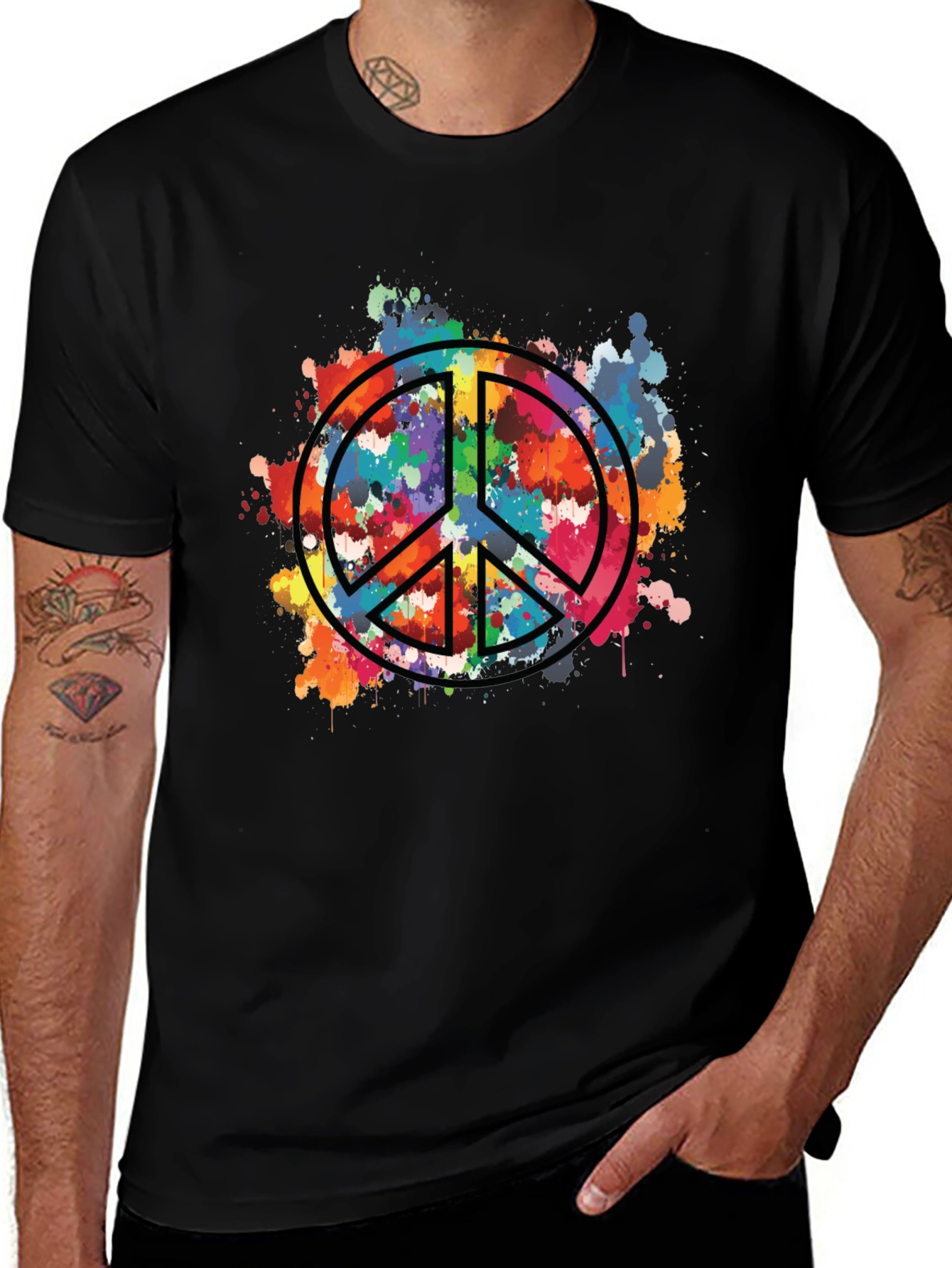 Variant 27 of Peace Sign Splatter T-Shirt - Colorful Graphic Tee