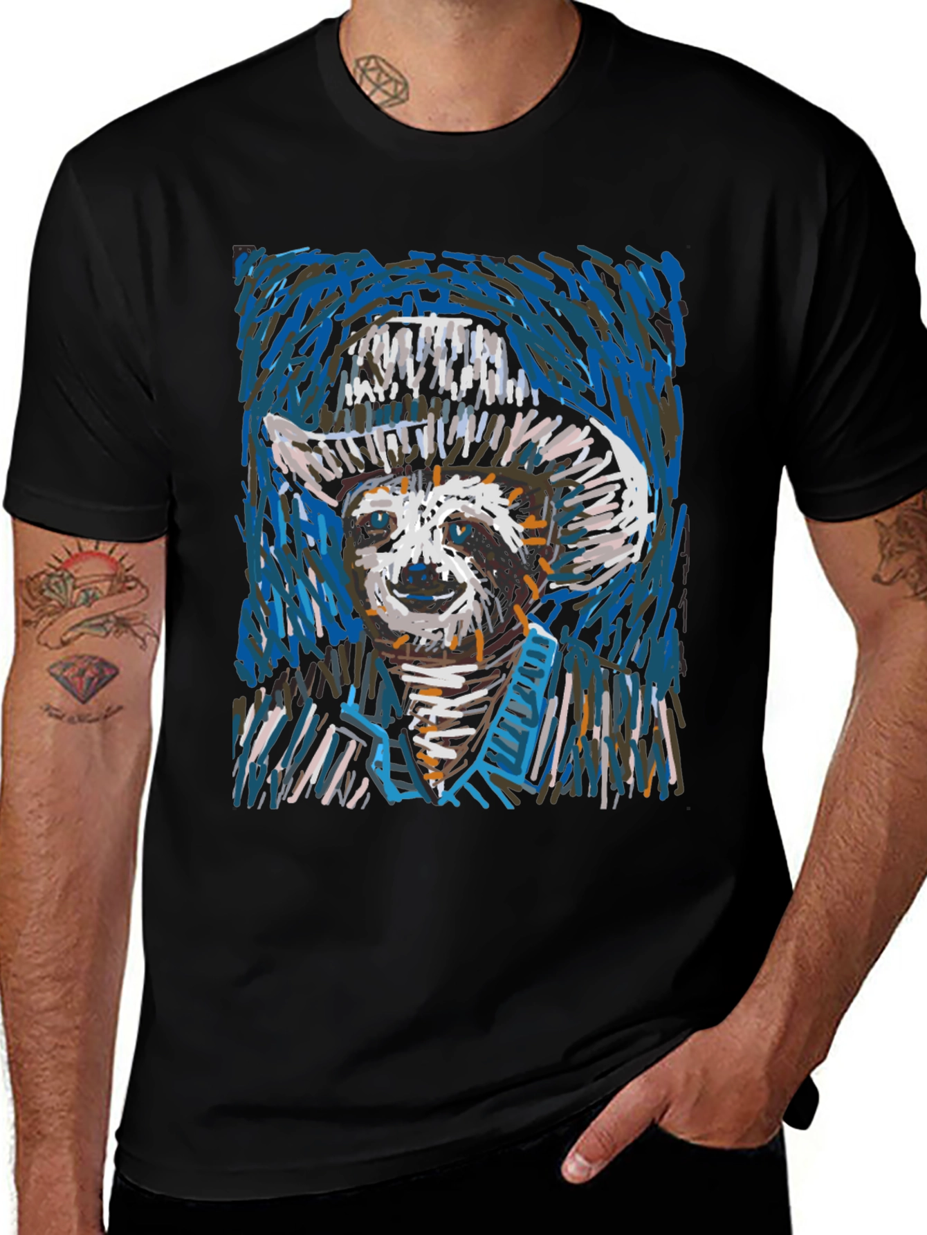 Variant 16 of Raccoon Cowboy Graphic Tee - Unique Art Shirt