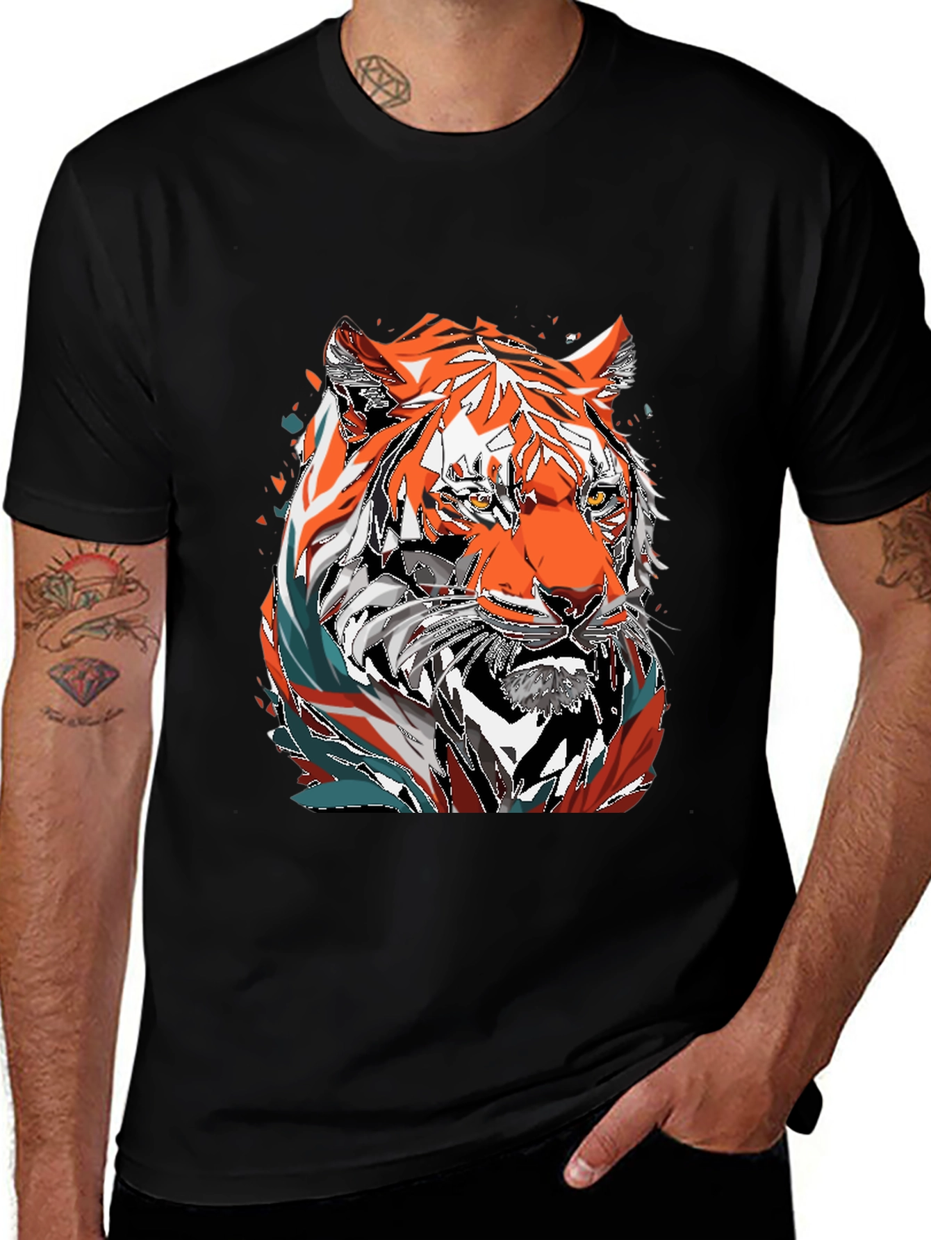 Variant 23 of Tiger Graphic Tee - Men's Black T-Shirt