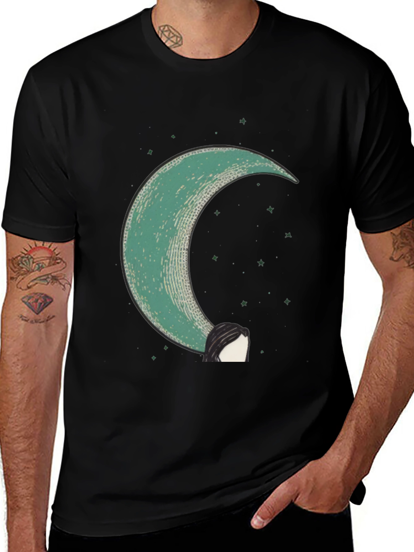 Variant 6 of Moon & Woman Graphic Tee - Stylish Cotton Blend