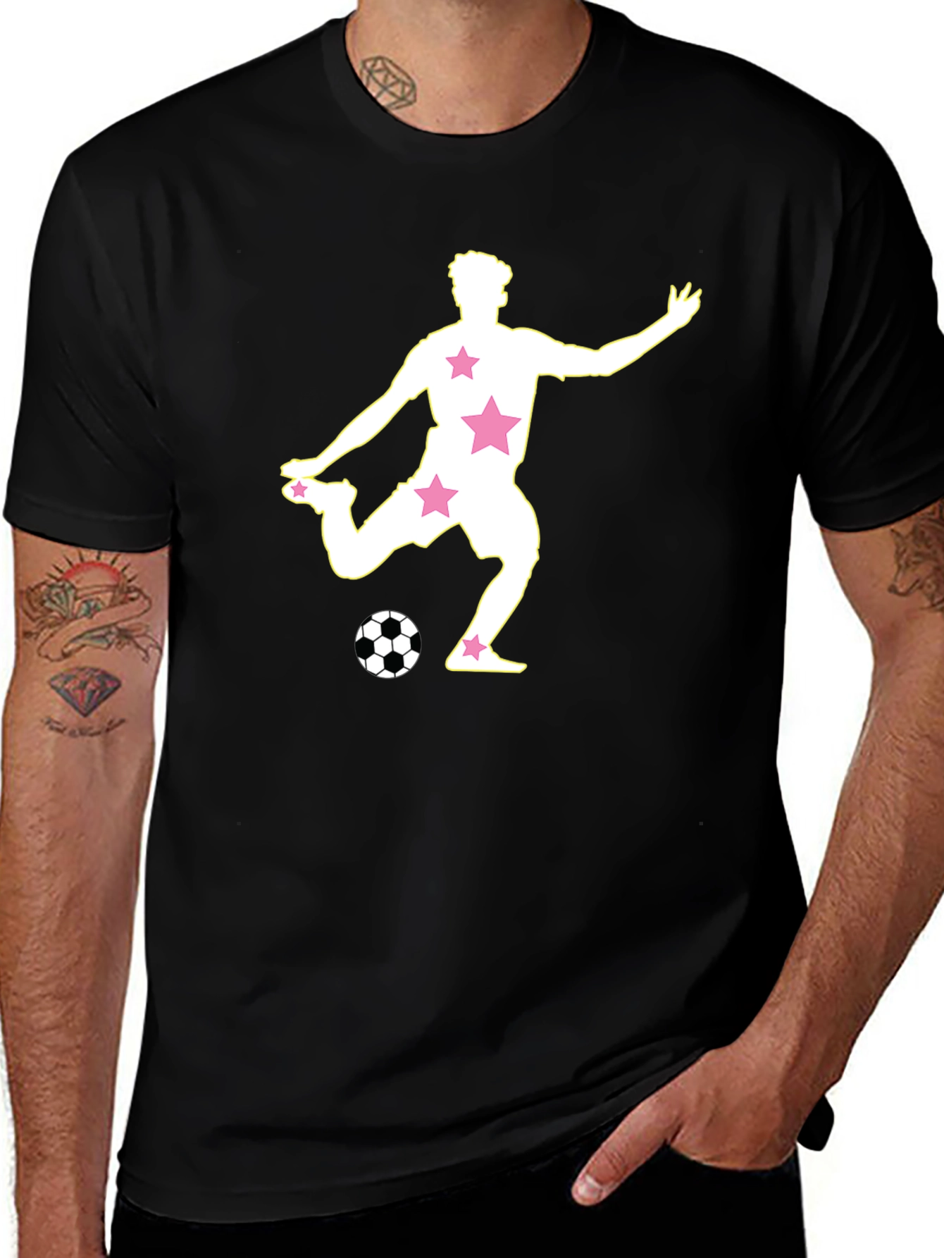 Variant 27 of Soccer Star Graphic Tee - Black Cotton Blend