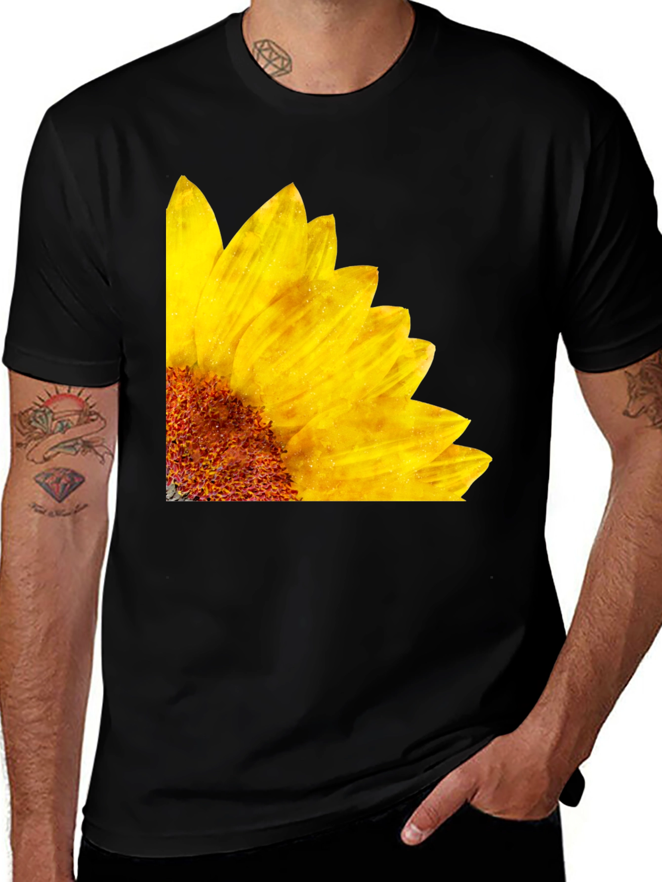Variant 19 of Sunflower Graphic Black T-Shirt