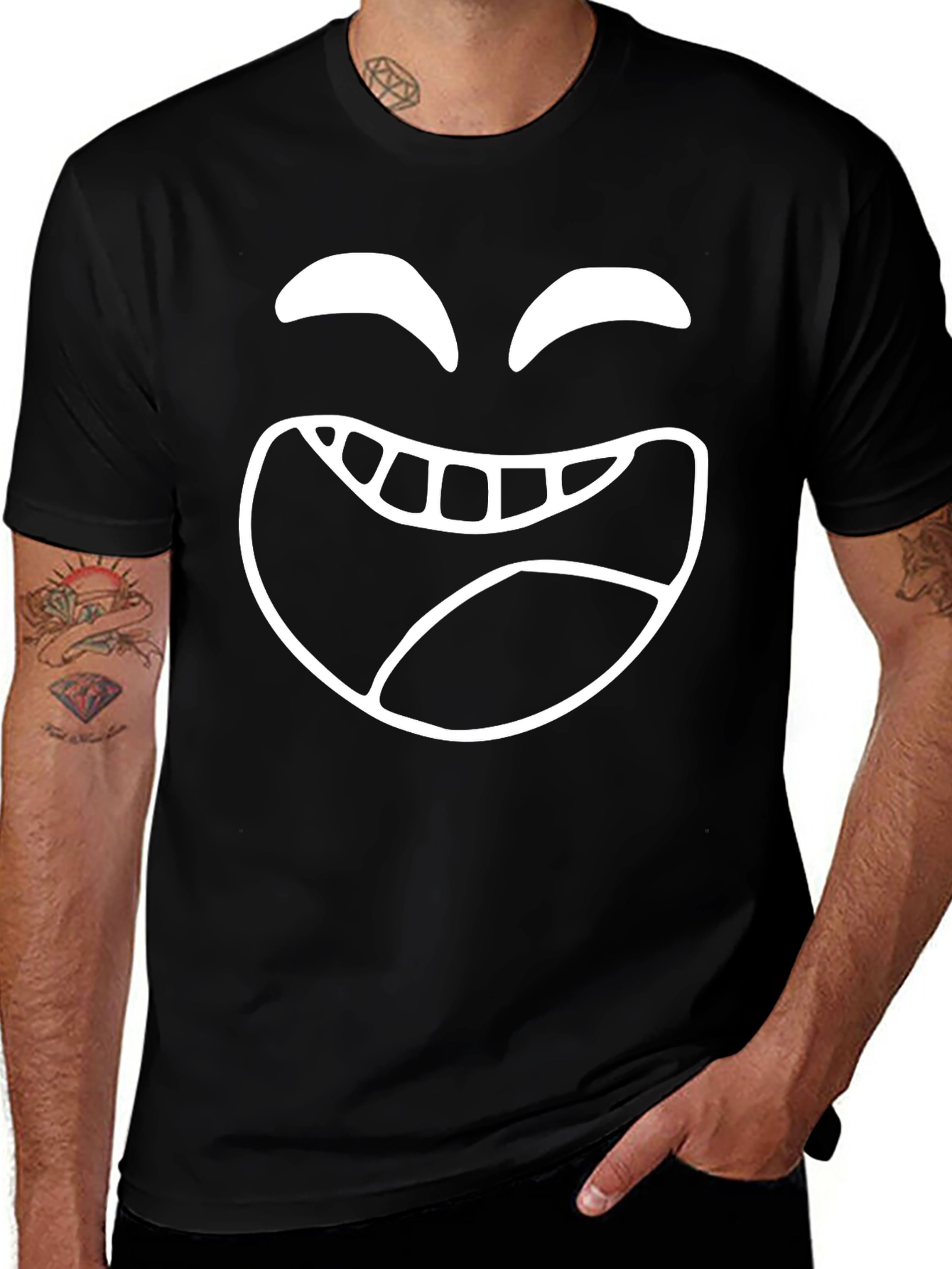 Variant 20 of Funny Face Graphic Tee - Black Cotton T-Shirt