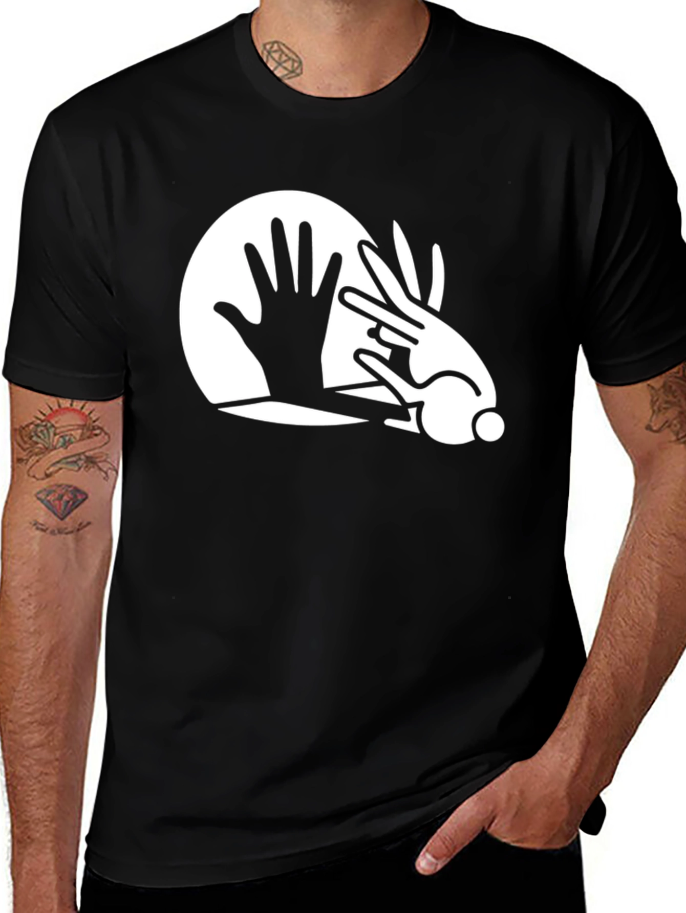 Magic Trick Tee: Hand & Rabbit Illusion Graphic T-Shirt