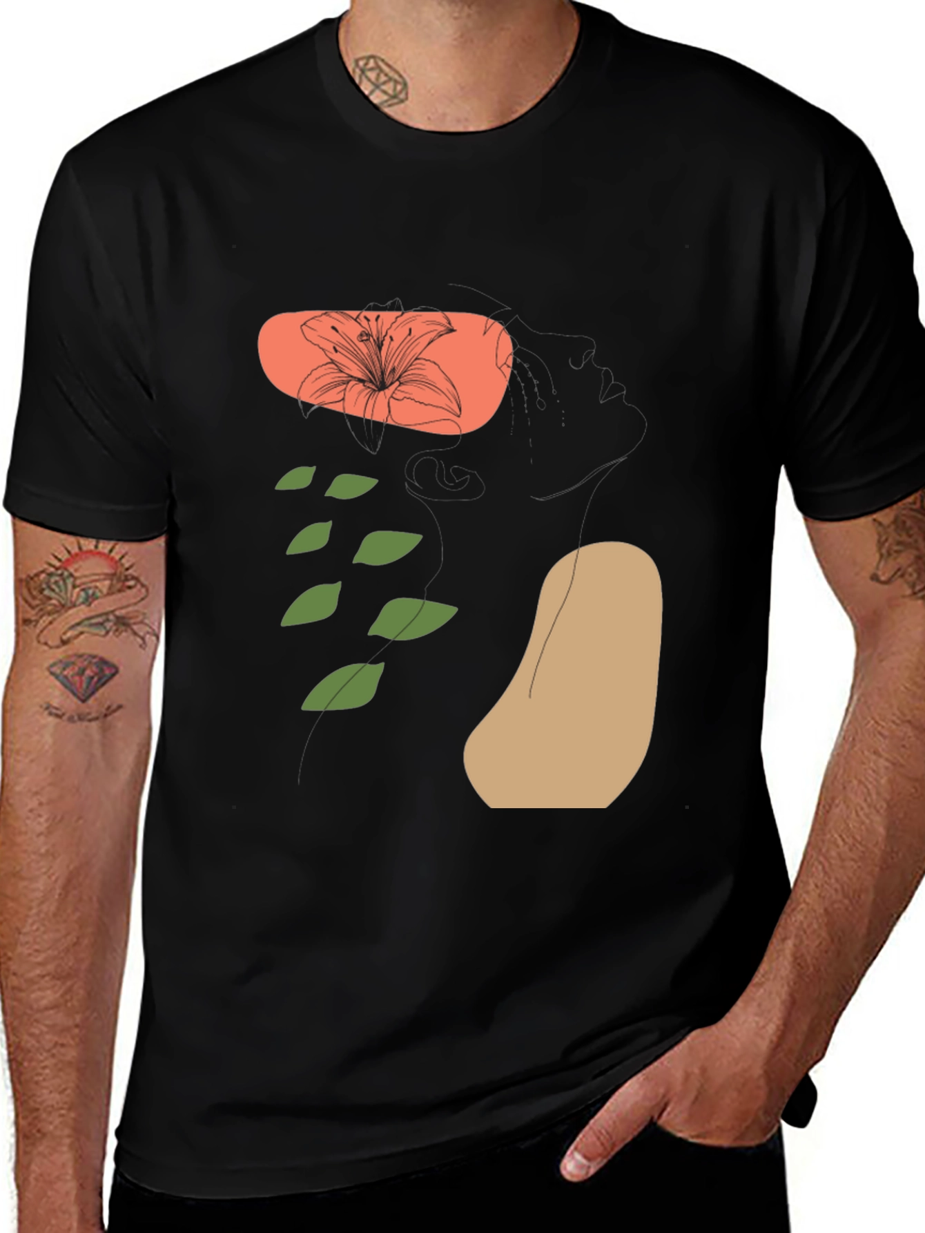 Variant 25 of Floral Graphic Print Black Tee