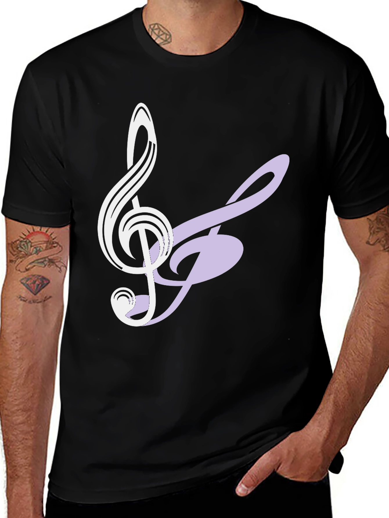 Variant 25 of Musical Note Graphic Tee - Trendy Black T-Shirt