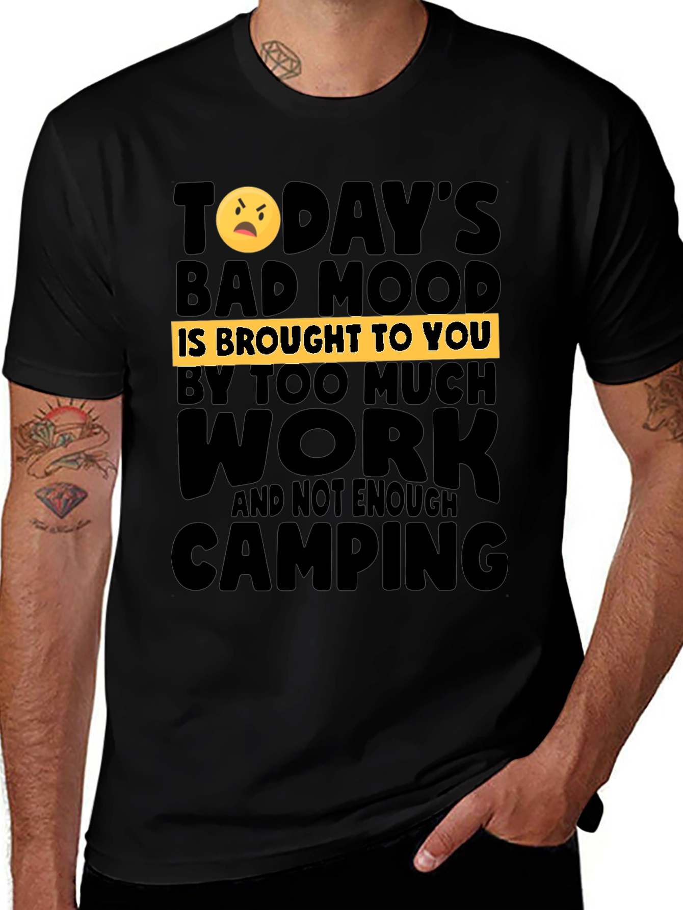 Black Humorous Camping & Work T-Shirt main image