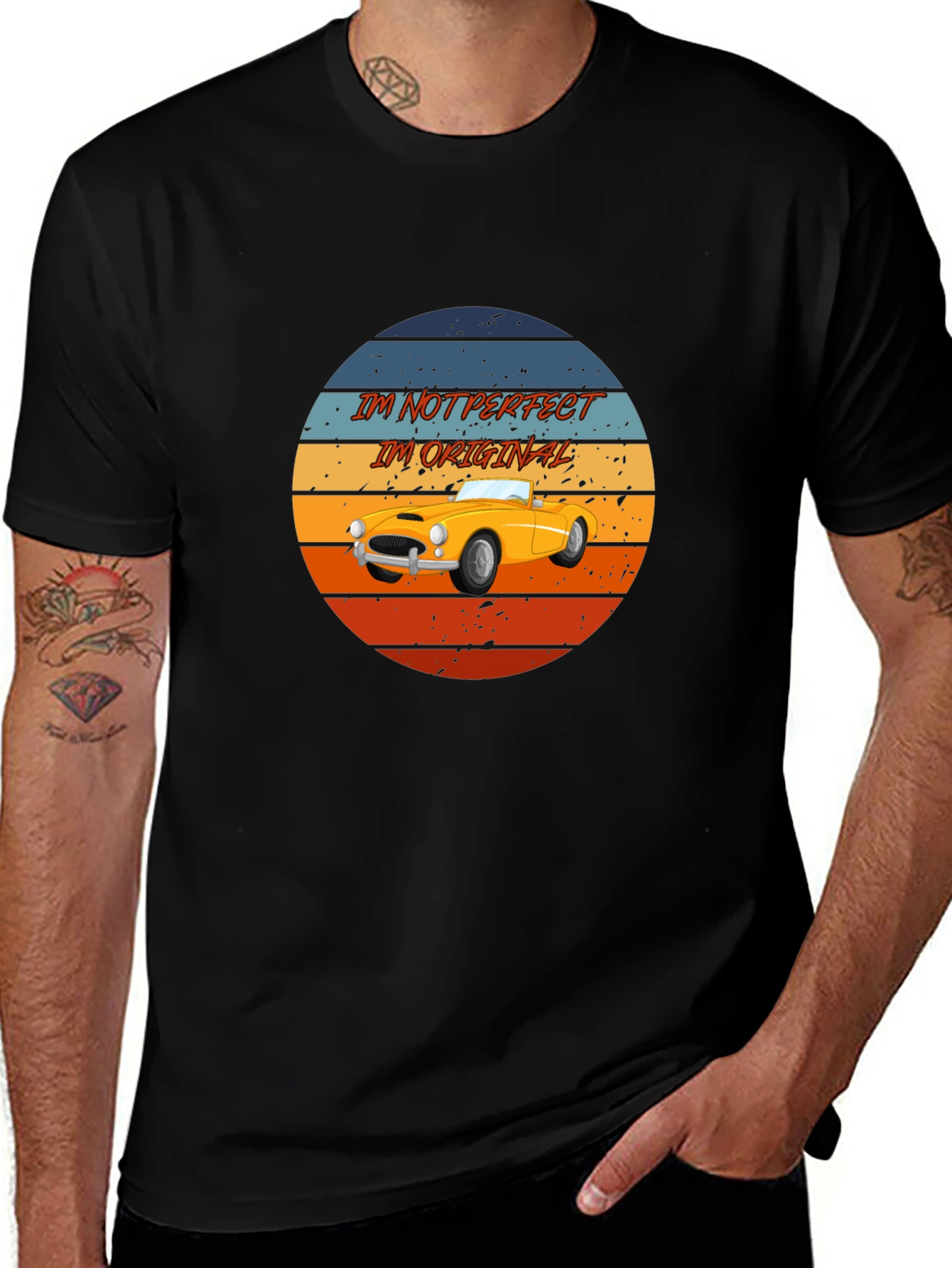 Variant 23 of Retro Car Graphic Tee - I'm Not Perfect I'm Original