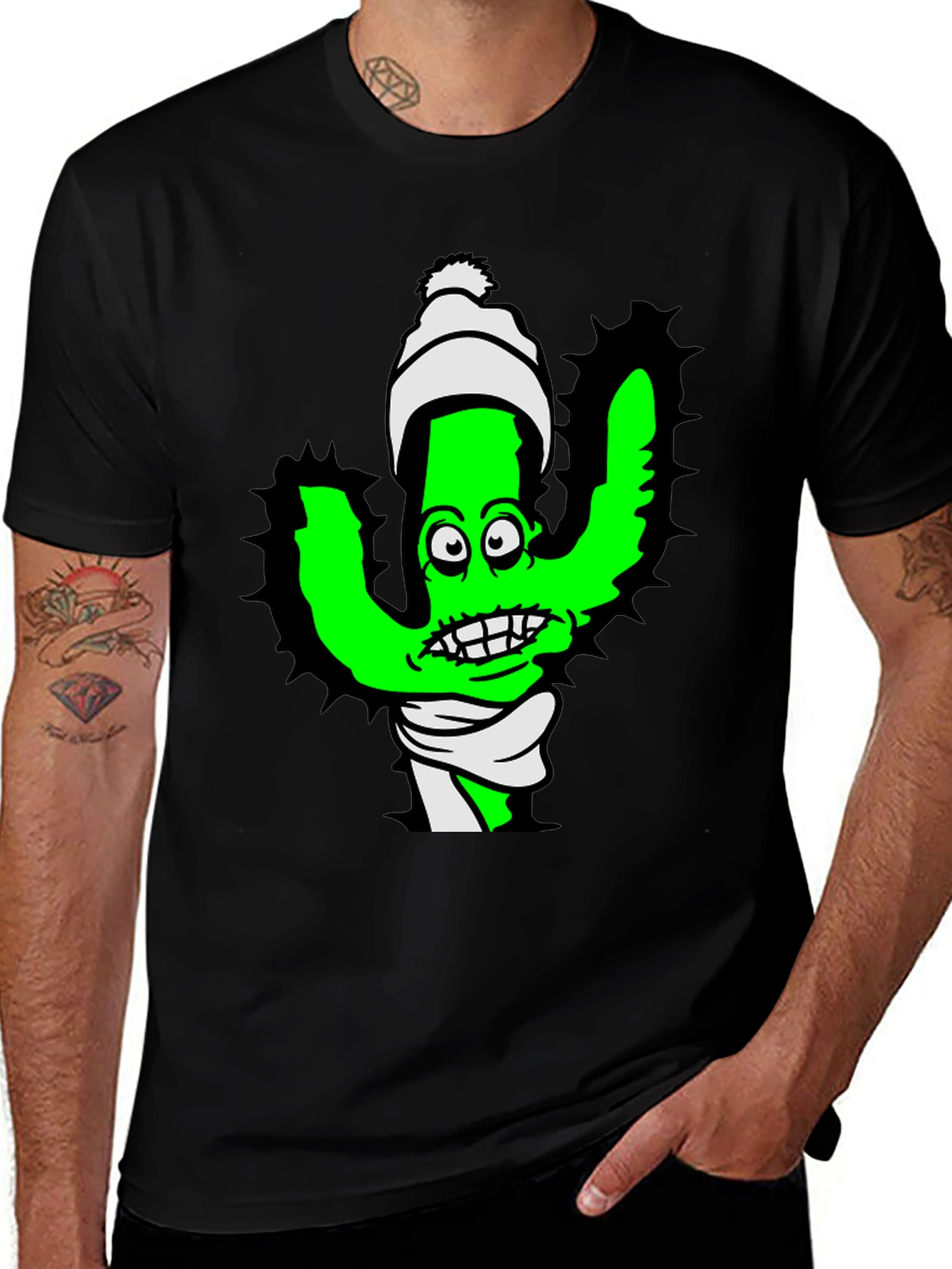 Variant 17 of Cartoon Cactus T-Shirt - Quirky Green Plant Tee