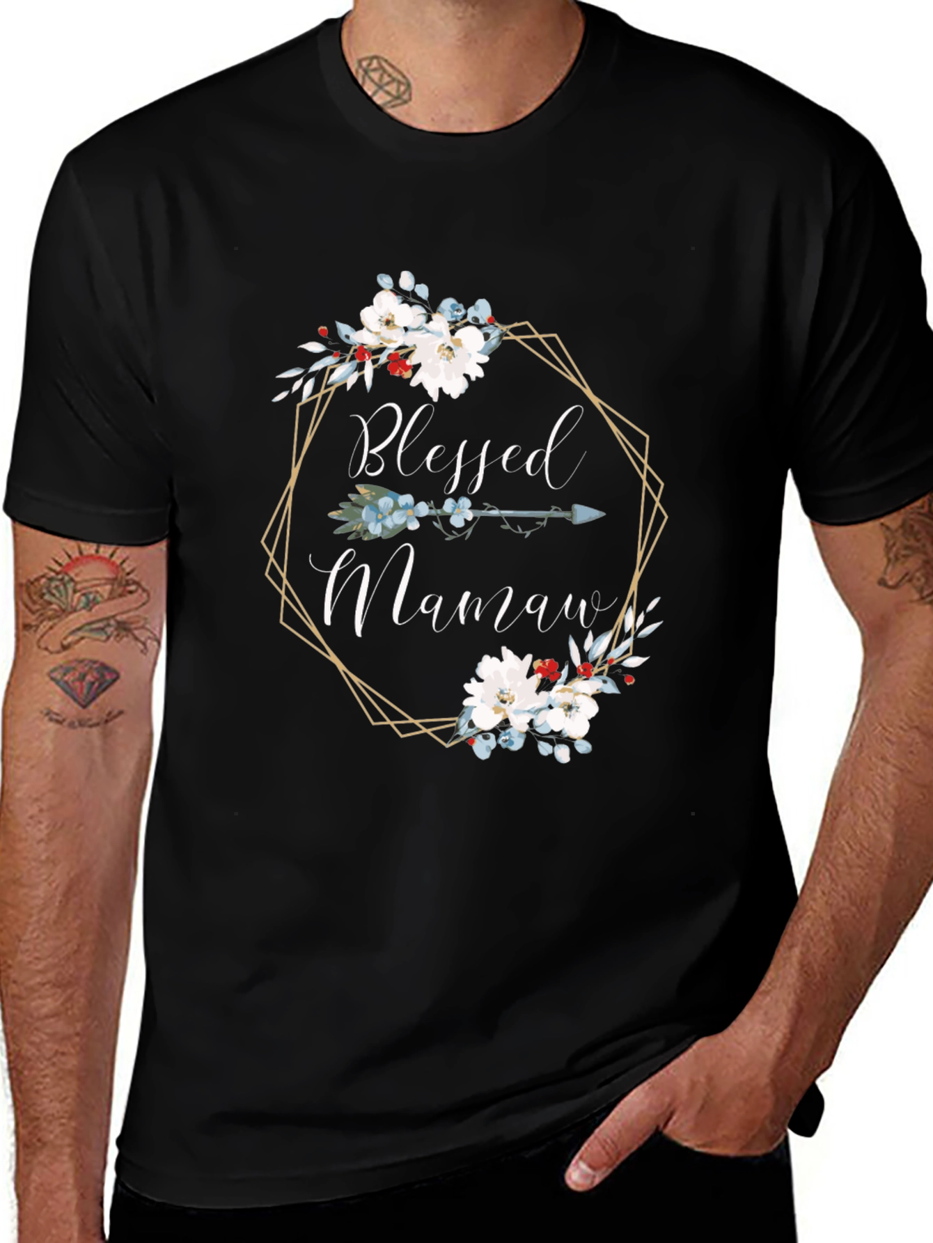 Blessed Mamaw Floral Arrow T-Shirt
