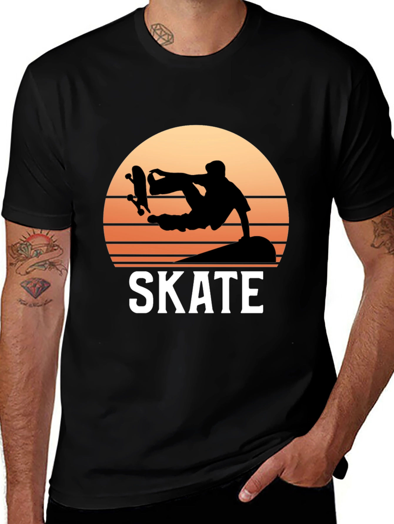 Variant 13 of Skate Sunset Graphic Tee - Black Casual T-Shirt