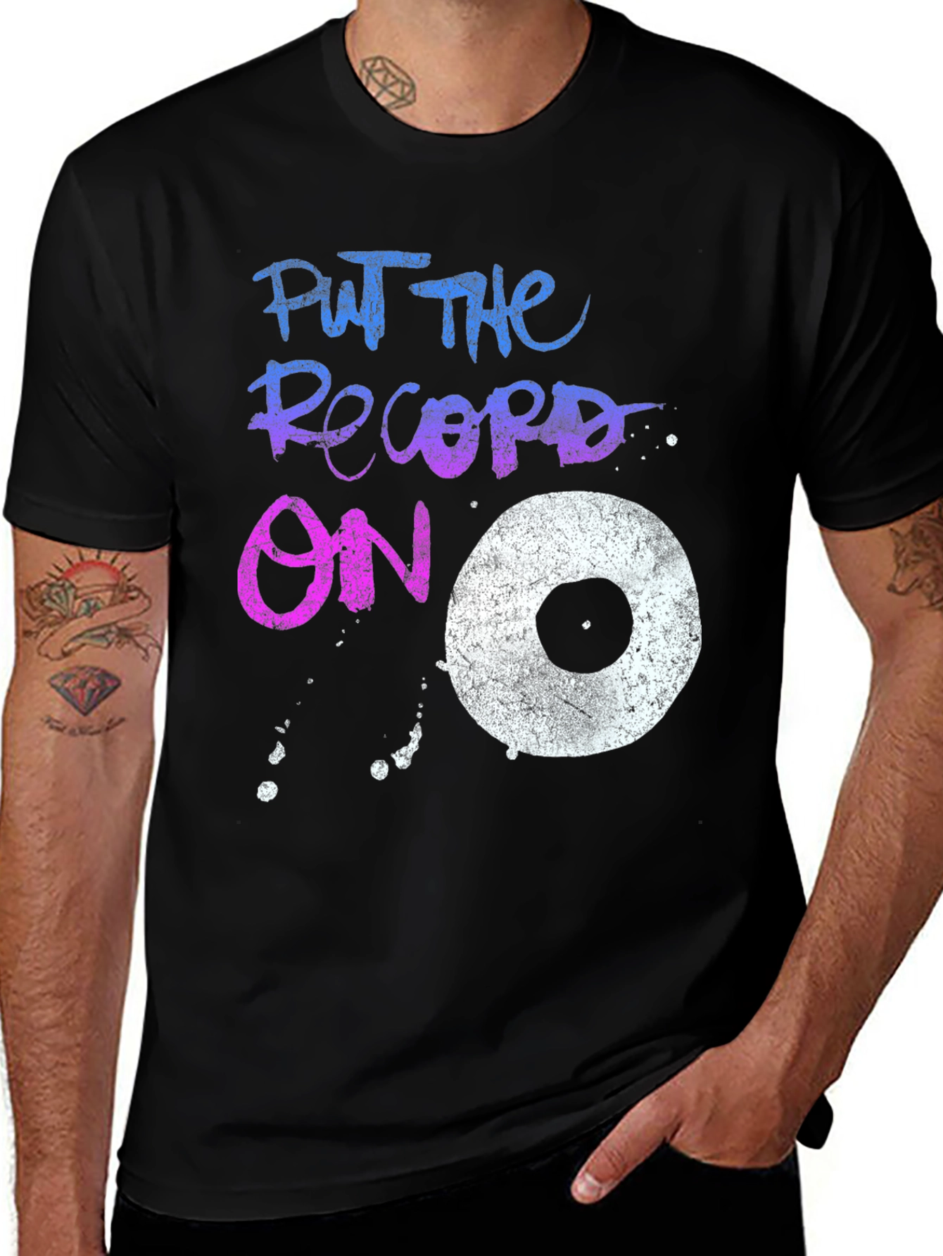 Variant 27 of Put the Record On Graphic Tee - Music Lover T-Shirt