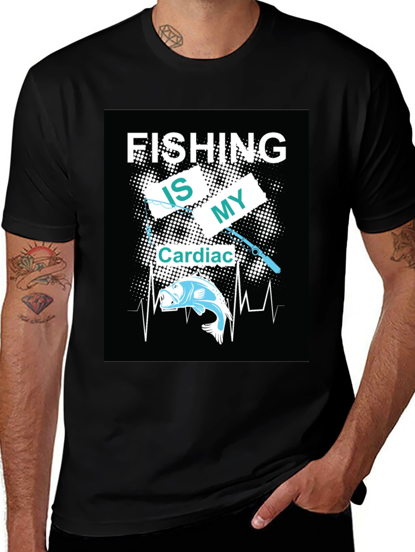Variant 2 of Fishing is My Cardiac Rhythm Men's T-Shirt