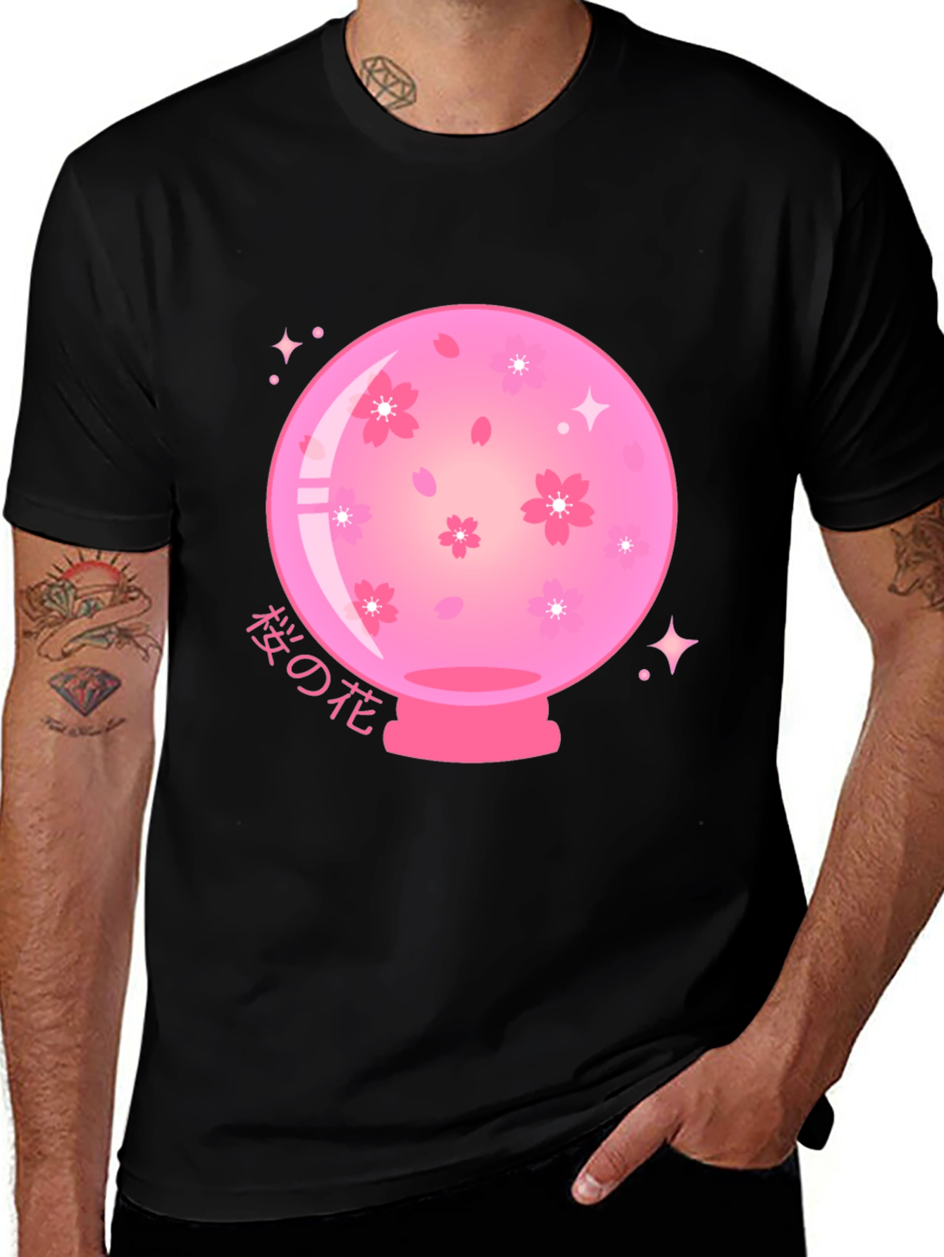 Sakura Crystal Ball Black T-Shirt
