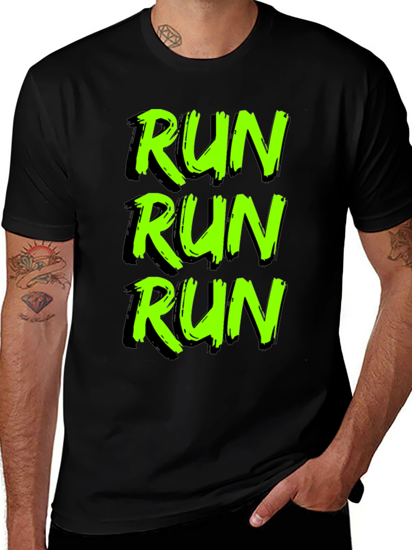 Variant 6 of Run Graphic Tee - Black Cotton T-Shirt