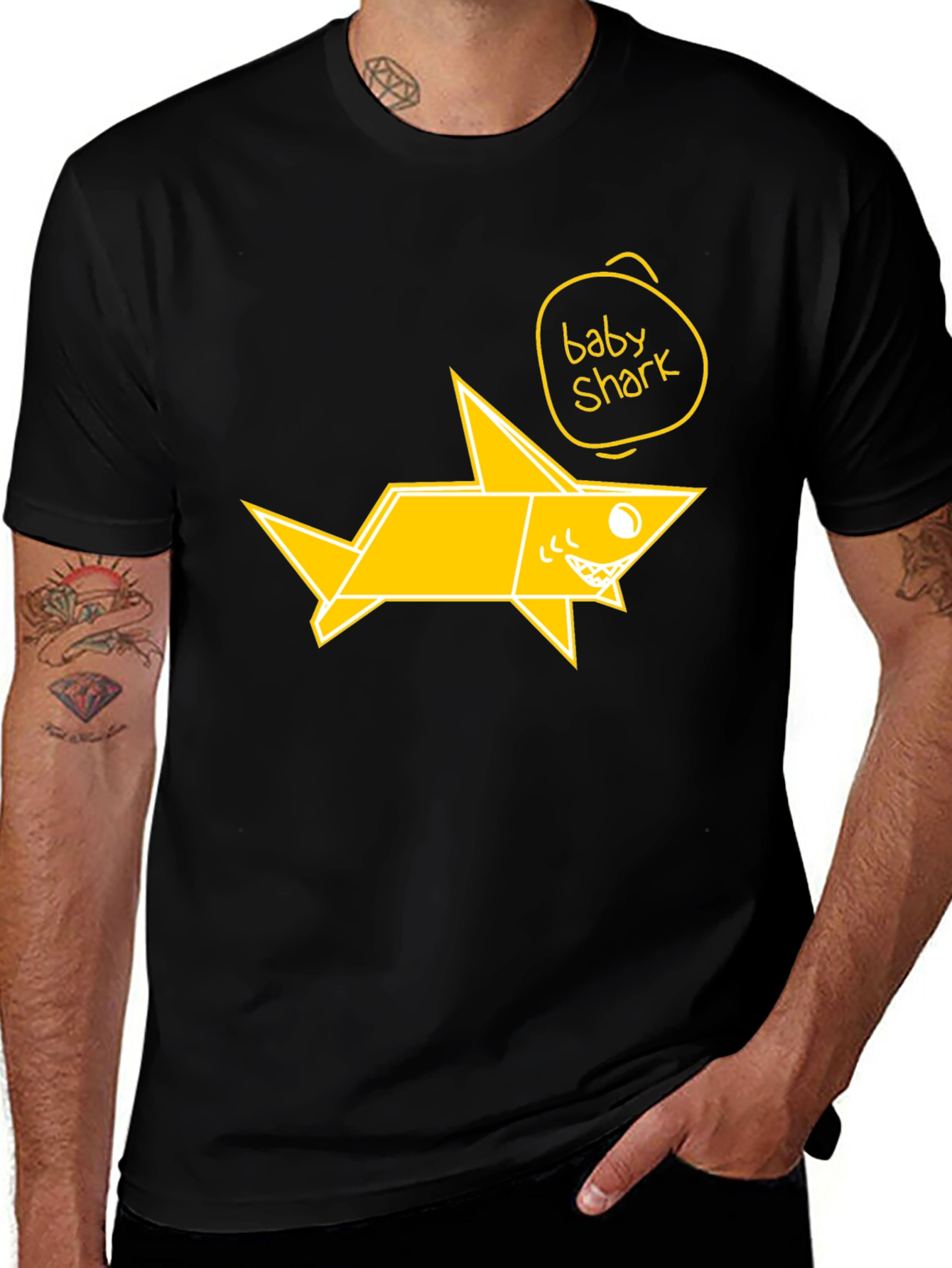 Baby Shark Origami Graphic Tee - Black