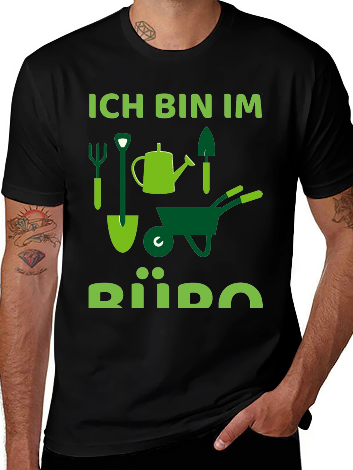 Variant 16 of Gardening T-Shirt - "Ich Bin Im Garten" Black Tee