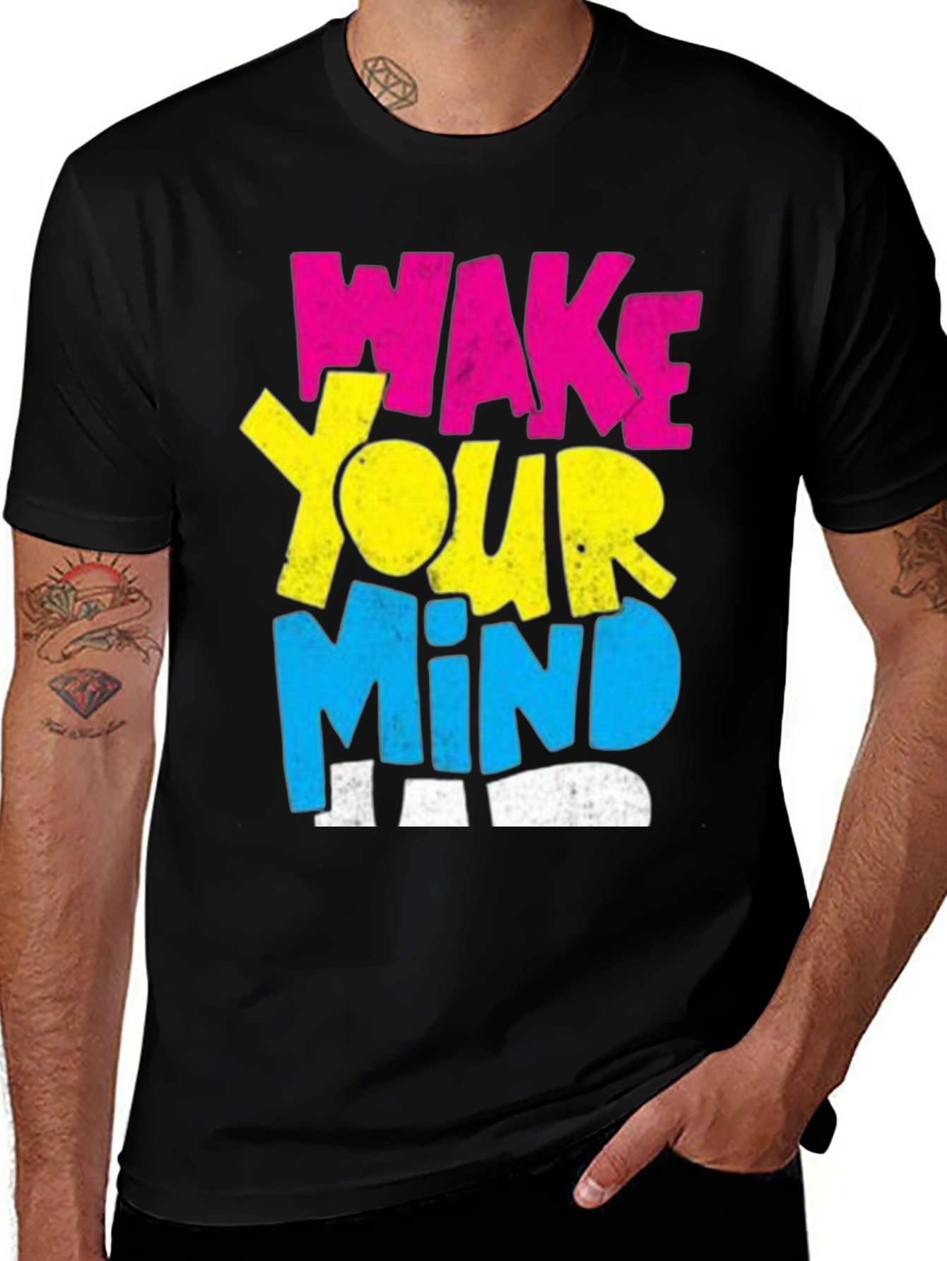 Variant 18 of Wake Your Mind Graphic Tee - Black