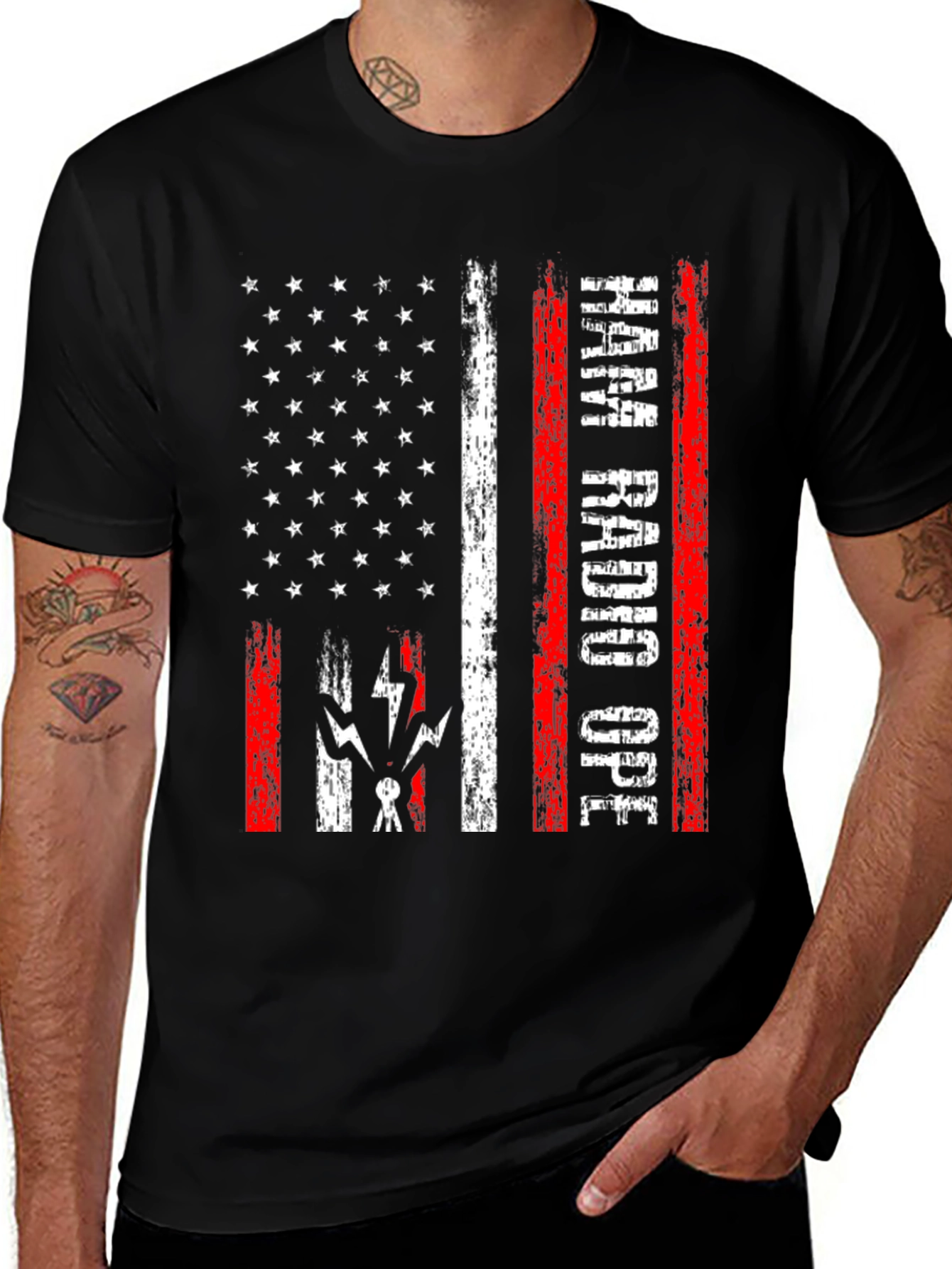 Ham Radio Operator Patriotic American Flag T-Shirt