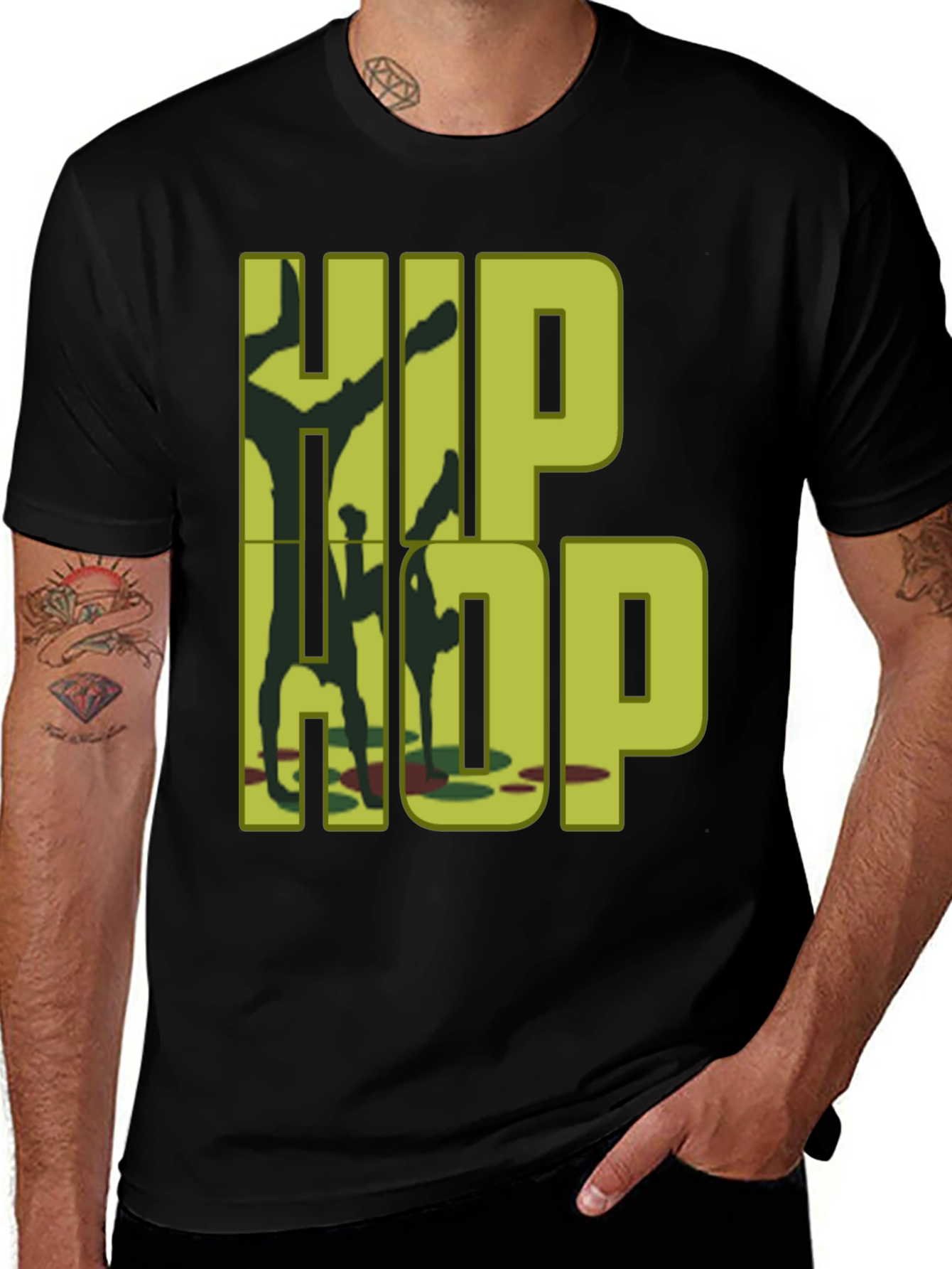 Variant 30 of Hip Hop Dance Graphic Tee - Black Cotton Blend T-Shirt