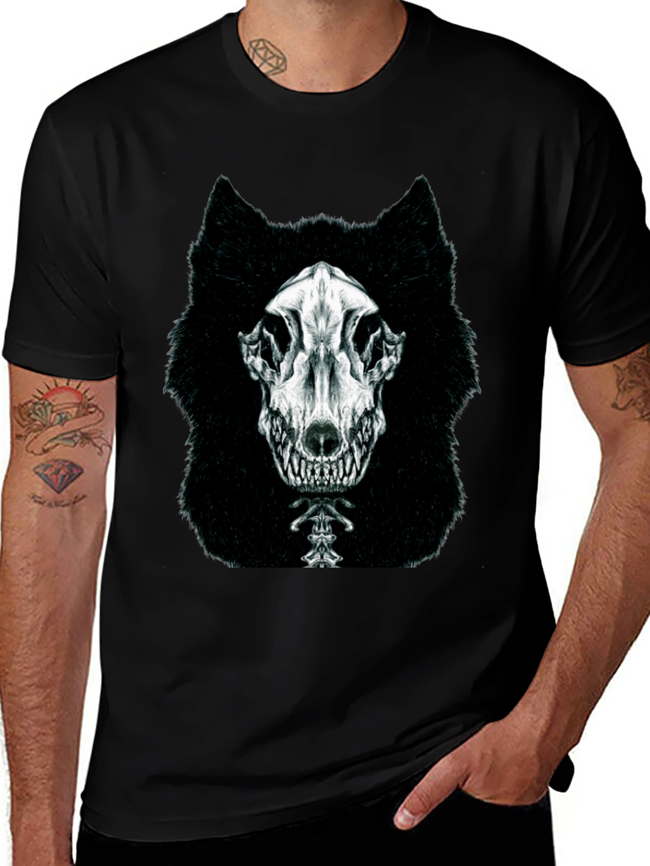 Wolf Skull Graphic Tee - Dark & Edgy Style