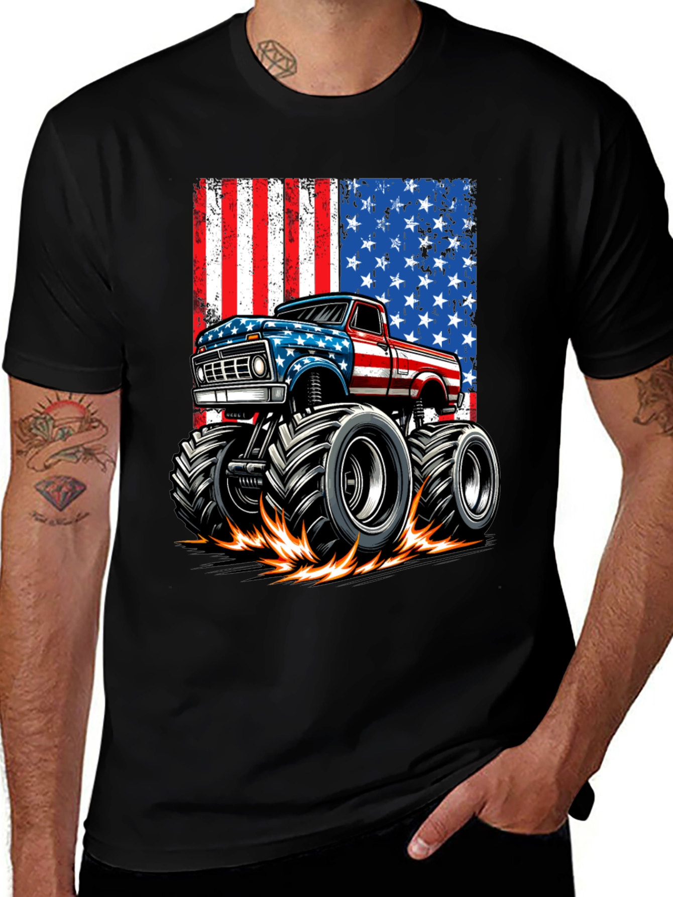 Variant 20 of American Flag Monster Truck Graphic Tee
