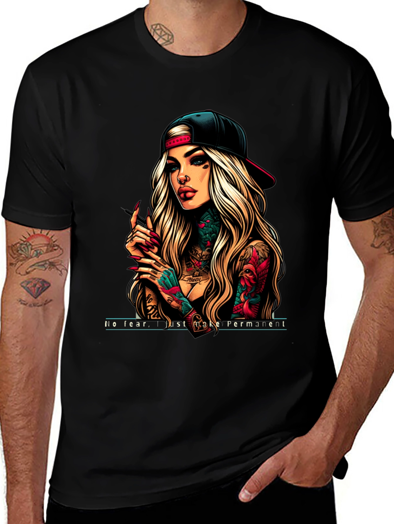 Variant 13 of Tattooed Woman Graphic Tee - Edgy Streetwear