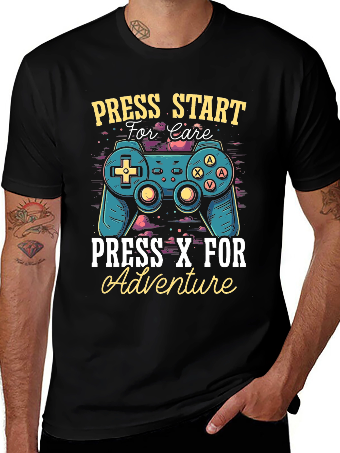 Variant 5 of Gamer Tee: Press Start for Care, X for Adventure!